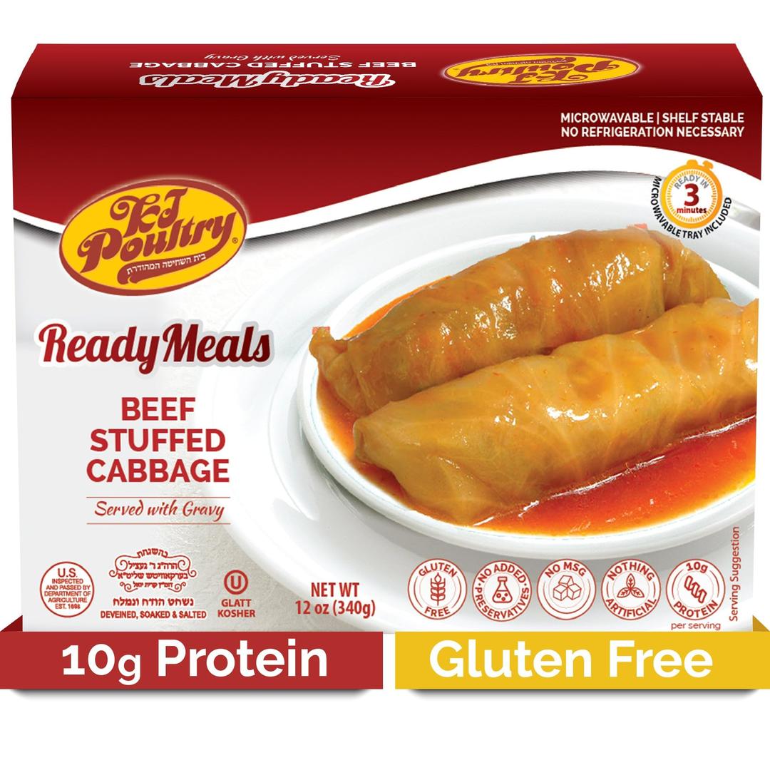 Kosher Beef Stuffed Cabbage Rolls, MRE Meat Meals Ready to Eat, Gluten Free (1 Pack) Prepared Entree Fully Cooked, Shelf Stable Microwave Dinner - Travel, Military, Camping, Emergency Survival Food