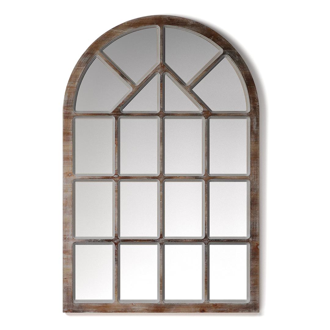 Barnyard Designs Grid Mirror 30x47 Wood Cathedral Window Pane Mirror - Arched Window Mirror for Living Room and Entryway Wall Decor, Windowpane Mirrors That Look Like Windows (Brown)