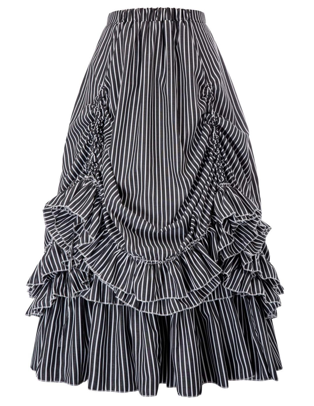 Belle PoqueWomen's Vintage Stripes Gothic Victorian Skirt Renaissance Style Falda