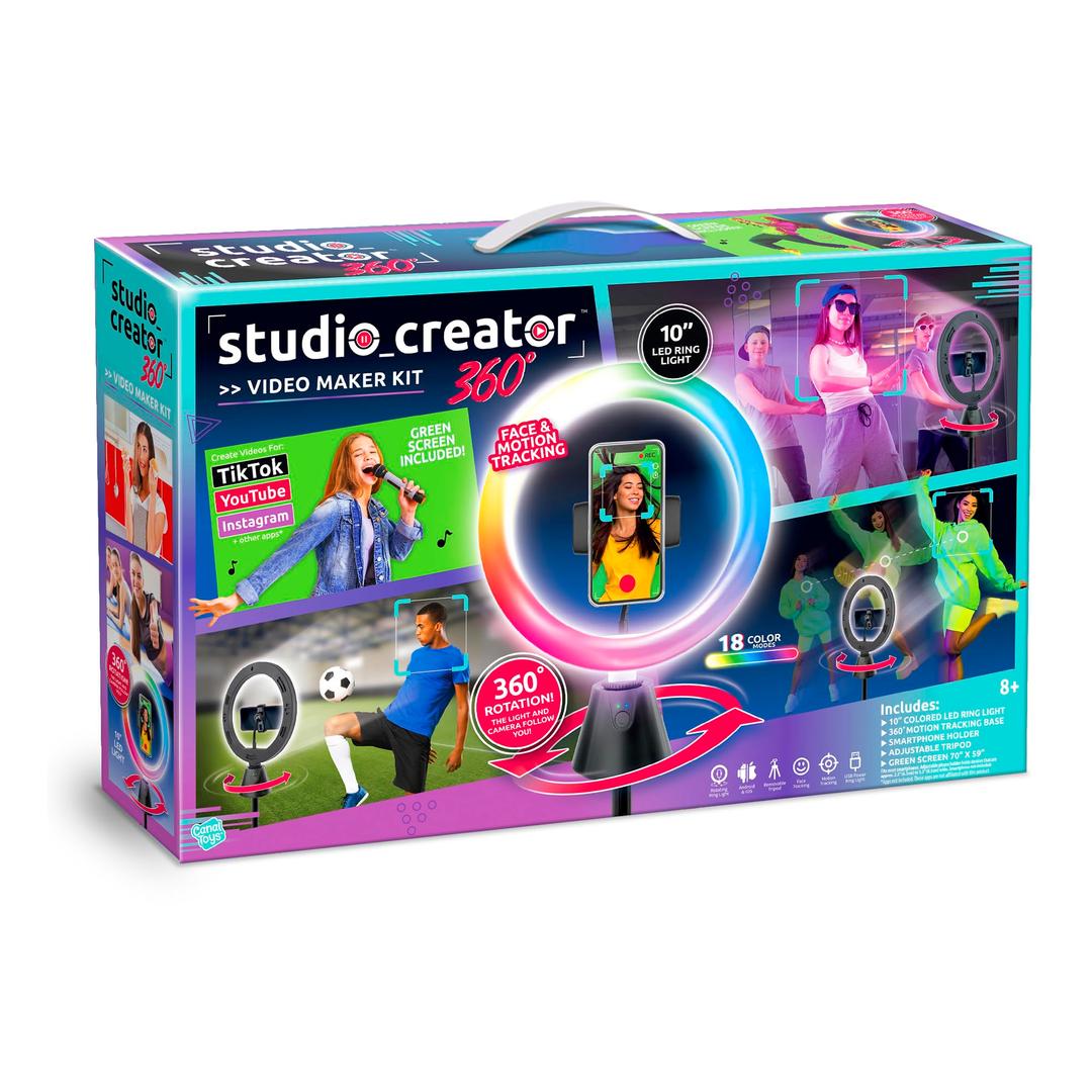 Canal Toys Studio Creator 360 Video Maker Kit, Green Screen and Tripod, Face and Motion Tracker, 10" Light Ring, Multi Colored