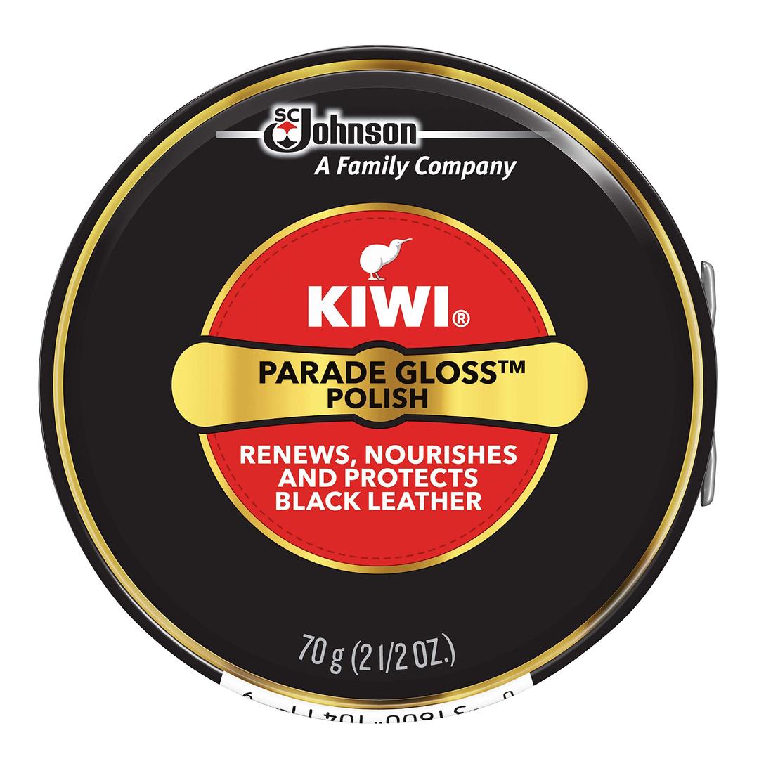 KIWIBlack Parade Gloss Shoe Polish and Shine | Leather Shoe Care for Dress Shoes and Boots | Carnuba Wax | 2.5 Oz