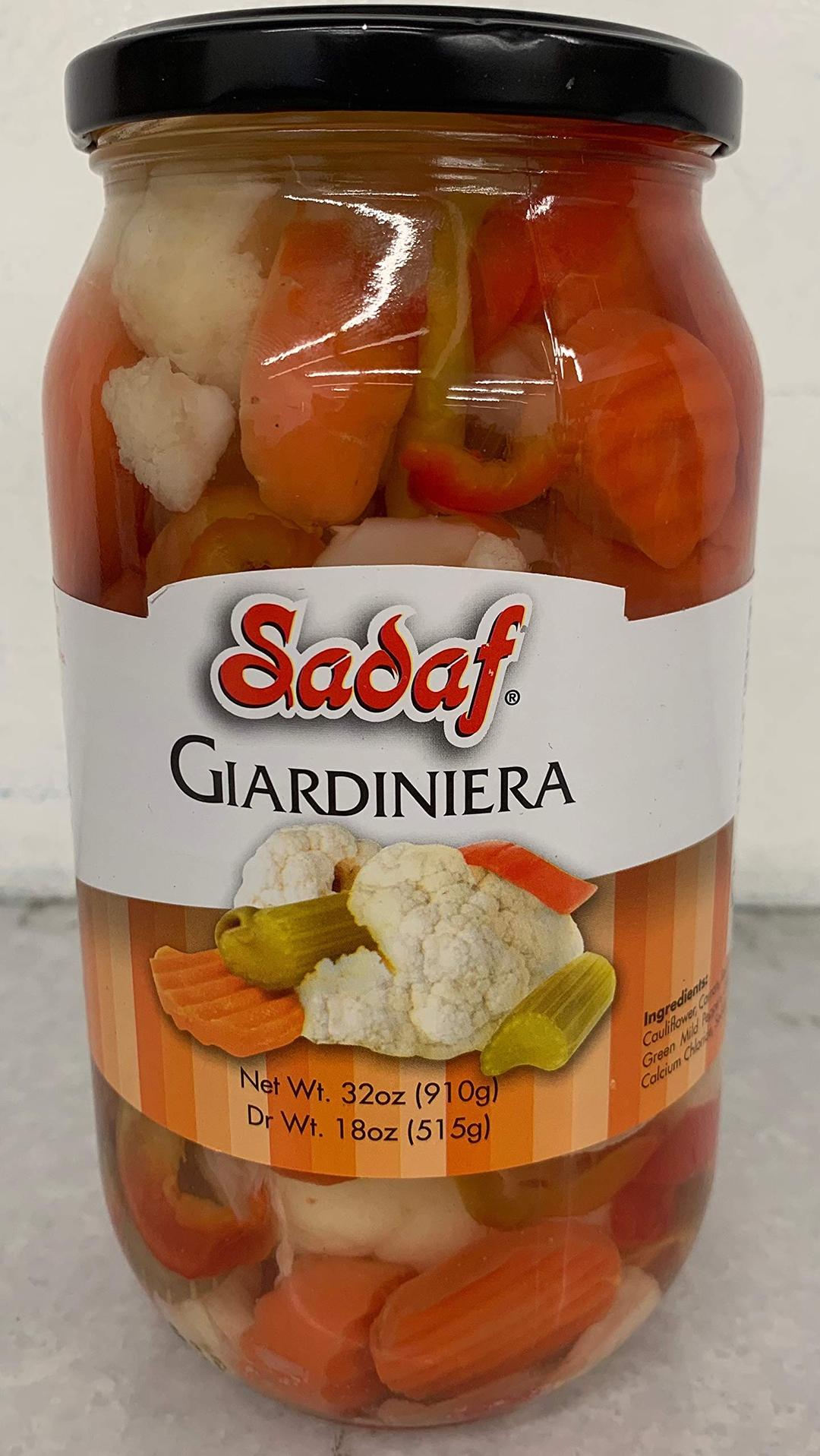 SadafGiardiniera Mild - Pickled vegetables in jar - Giardiniera Mix - Marinated Vegetables - Pickled Vegetable Relish - 32 oz