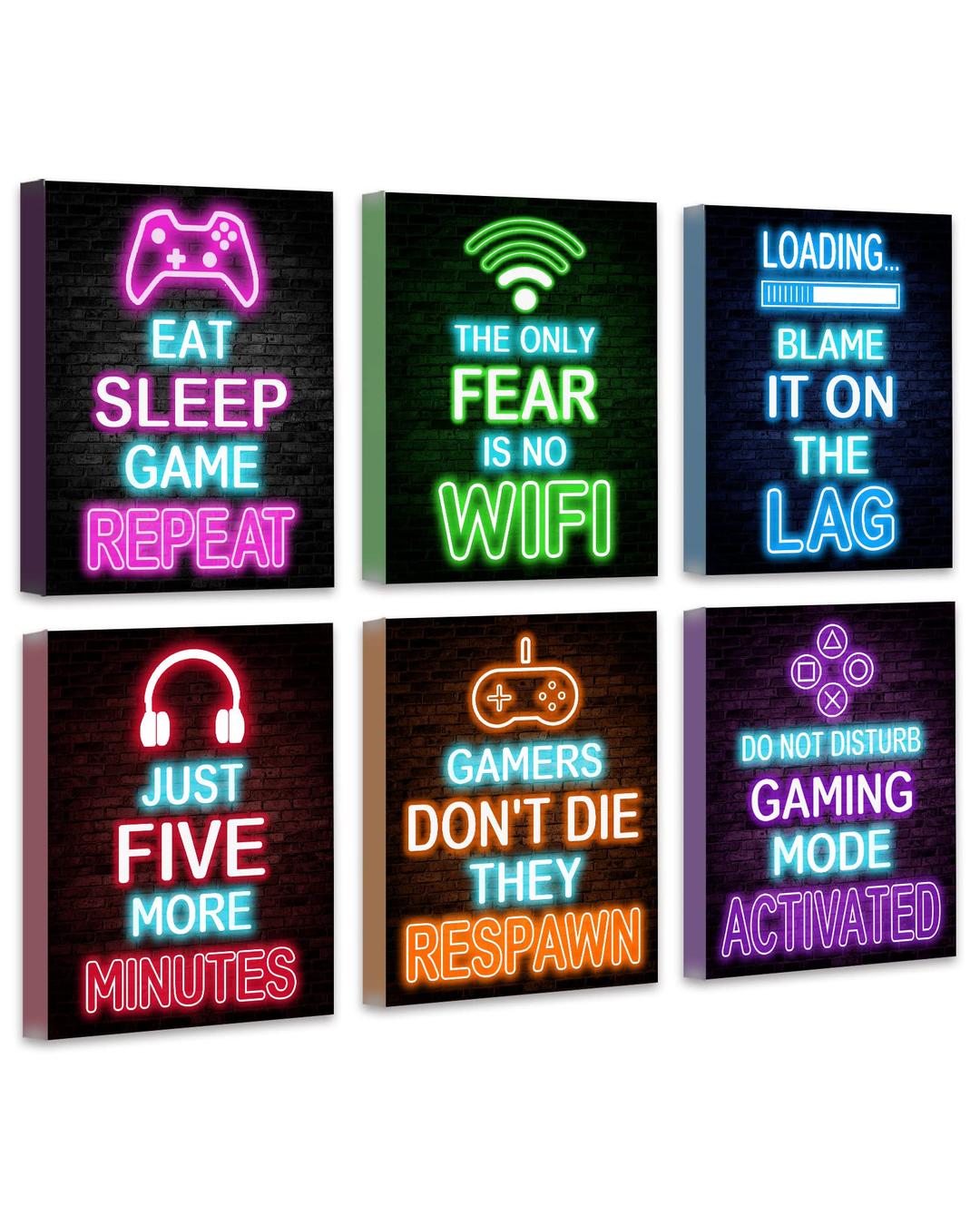 𝗗𝗿𝘀𝗼𝘂𝗺 Video Gamer Room Decor for Boys Gaming Wall Art Neon Gaming Room Decor Game Poster 𝗙𝗿𝗮𝗺𝗲𝗱 8"x10" - Gamer Wall Decor Teenage Boy Room Decor