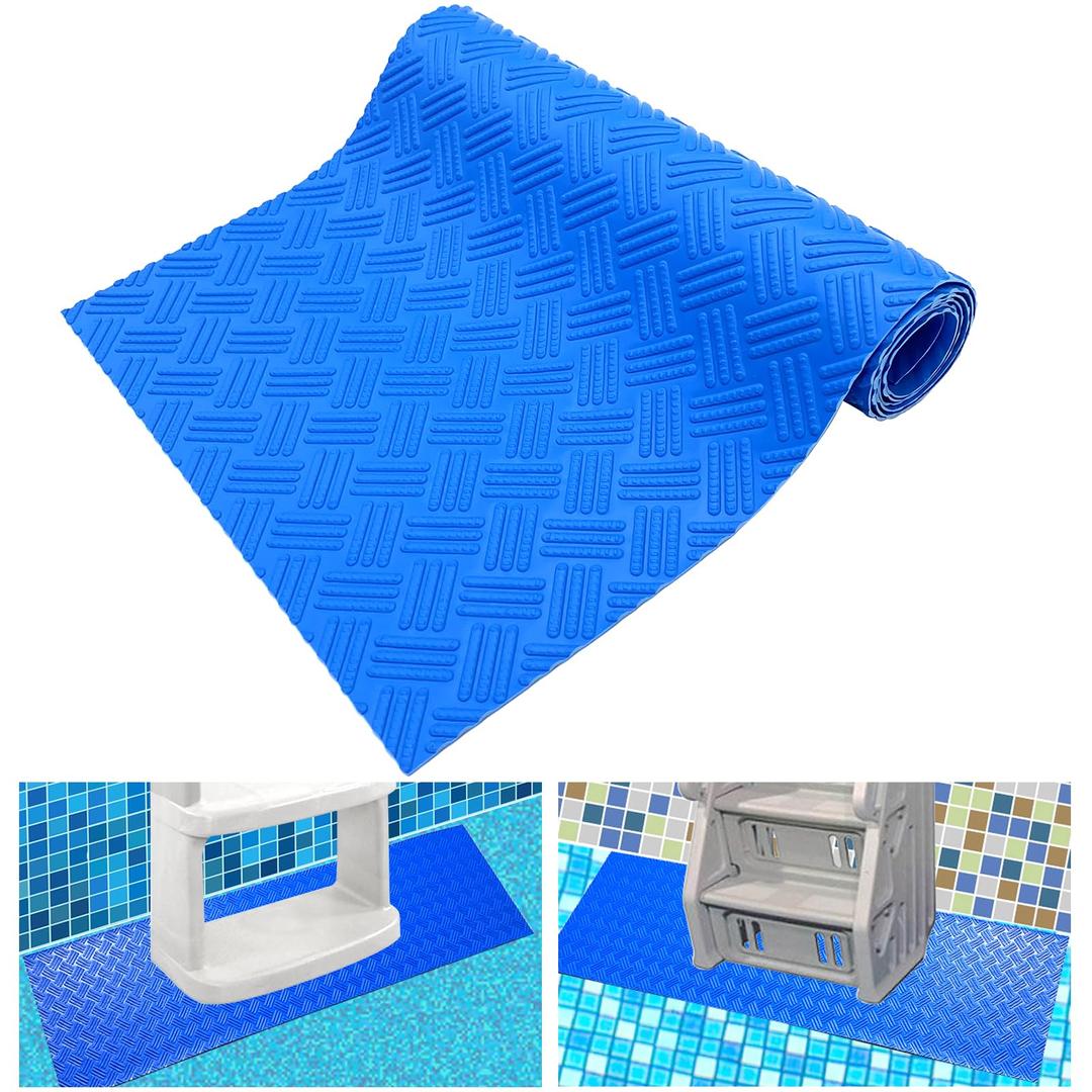 SKARUMMER Swimming Pool Ladder Mat - Protective Pool Ladder Pad Step Mat with Non-Slip Texture, Blue Medium Pool Step Mat, 36 inch X 9 inch