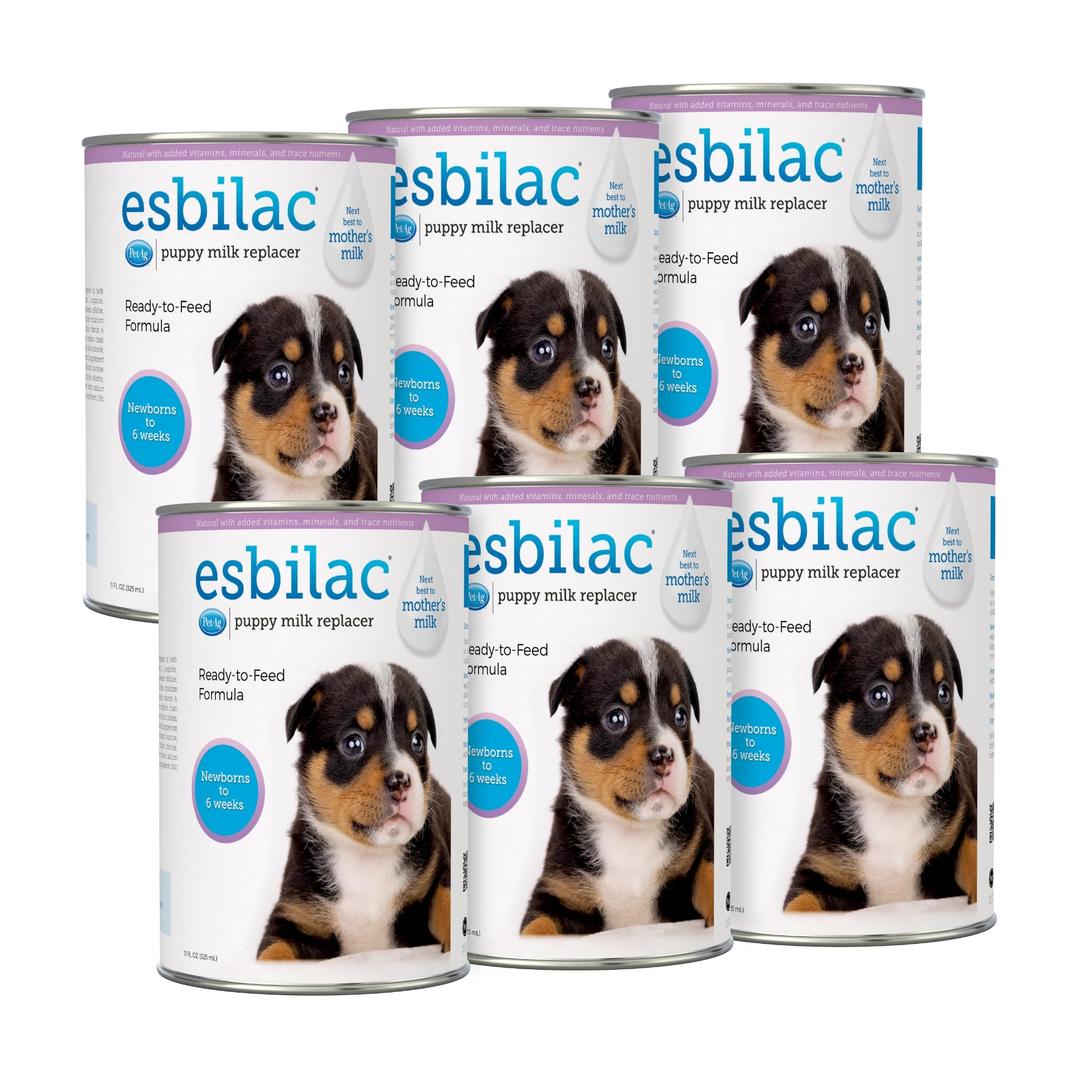 Pet-Ag Esbilac Puppy Milk Replacer Liquid - 11 oz, Pack of 6 - Ready-to-Feed Puppy Formula with Vitamins for Puppies Newborn to Six Weeks Old - Easy to Digest