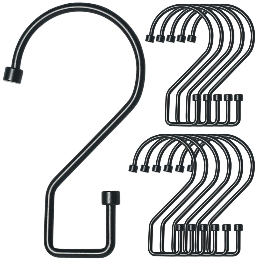 12Pcs S Hooks Hanging 4 inch Heavy Duty Large S Hooks, Reversible Black Metal S Shaped Hooks, Utility Hooks, Heavy Duty Hanging Hooks for Kitchen, Bathroom, Garden, Indoor, Outdoor