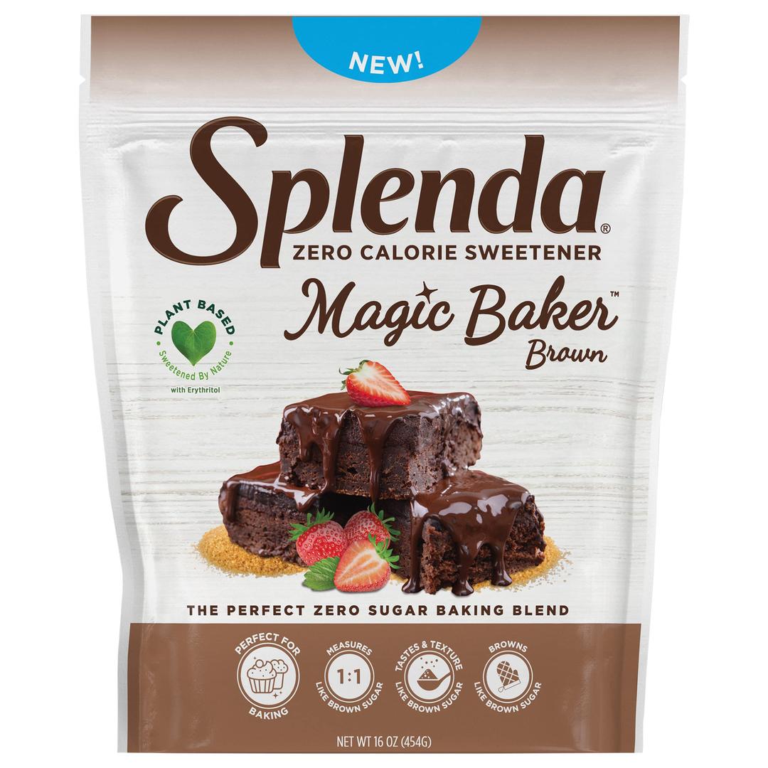 SPLENDA Magic Baker Brown Zero Calorie Plant Based Granulated Baking Blend with Stevia, Erythritol and Allulose – Zero Sugar, Keto Friendly, 1lb (16 oz) Pouch (Pack of 1)