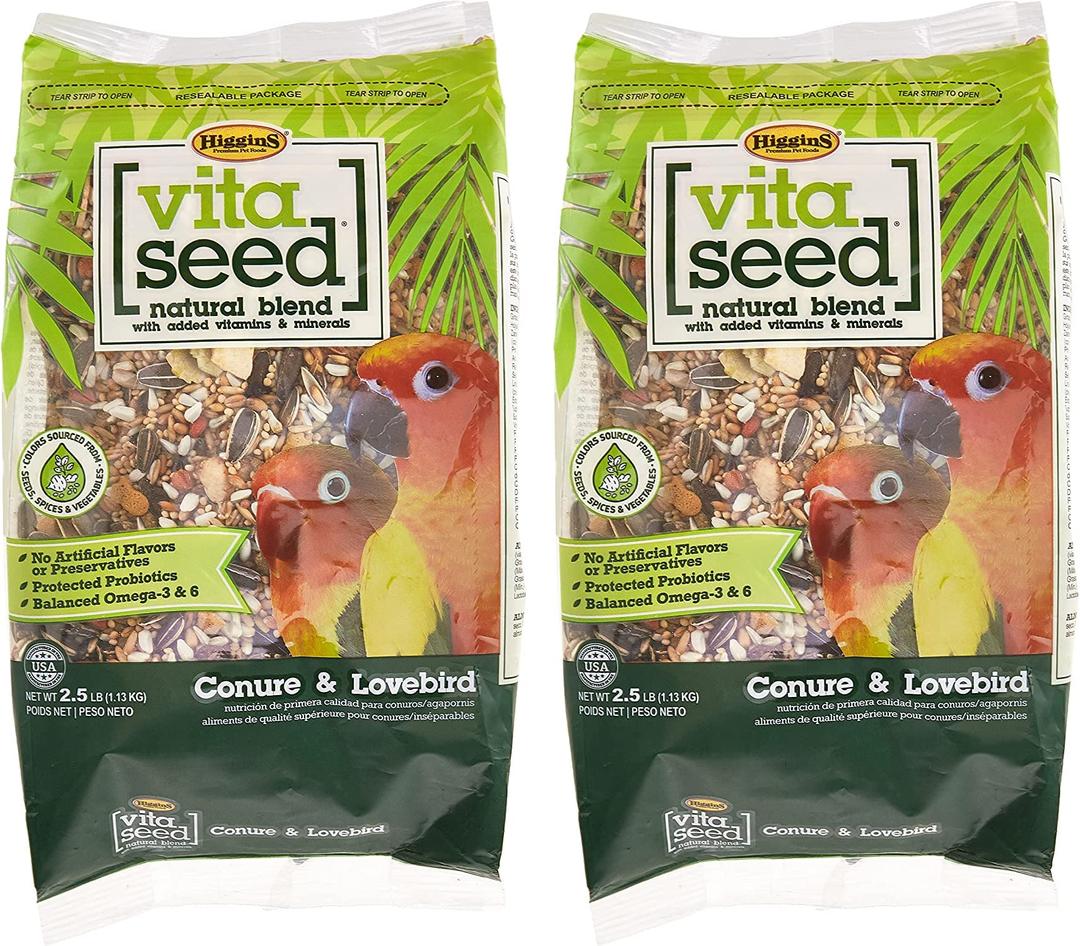 Higgins 2 Pack of Vita Seed Natural Blend Conure and Lovebird Food, 5 Pounds Each