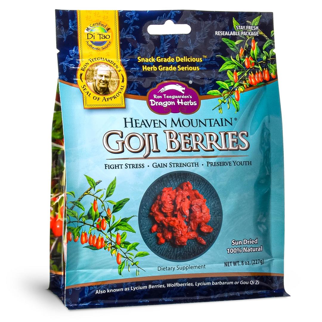 Dragon HerbsHeaven Mountain Goji Berries 8 oz. (227g), moist, fight stress, gain strength, eye vision tonic, all natural ingredients