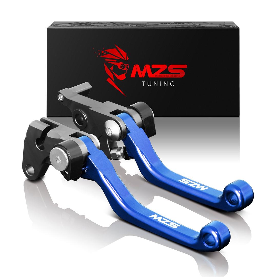 MZS Blue Dirt Bike and ATV Brake Clutch Levers Compatible with WR250R 07-20 | WR250X 07-17 | XT250 08-22 | XT250X 06-17 | TTR125 disc 00-22 | TW200 91-22 | Raptor 350 05-13 | Banshee 350 02-08