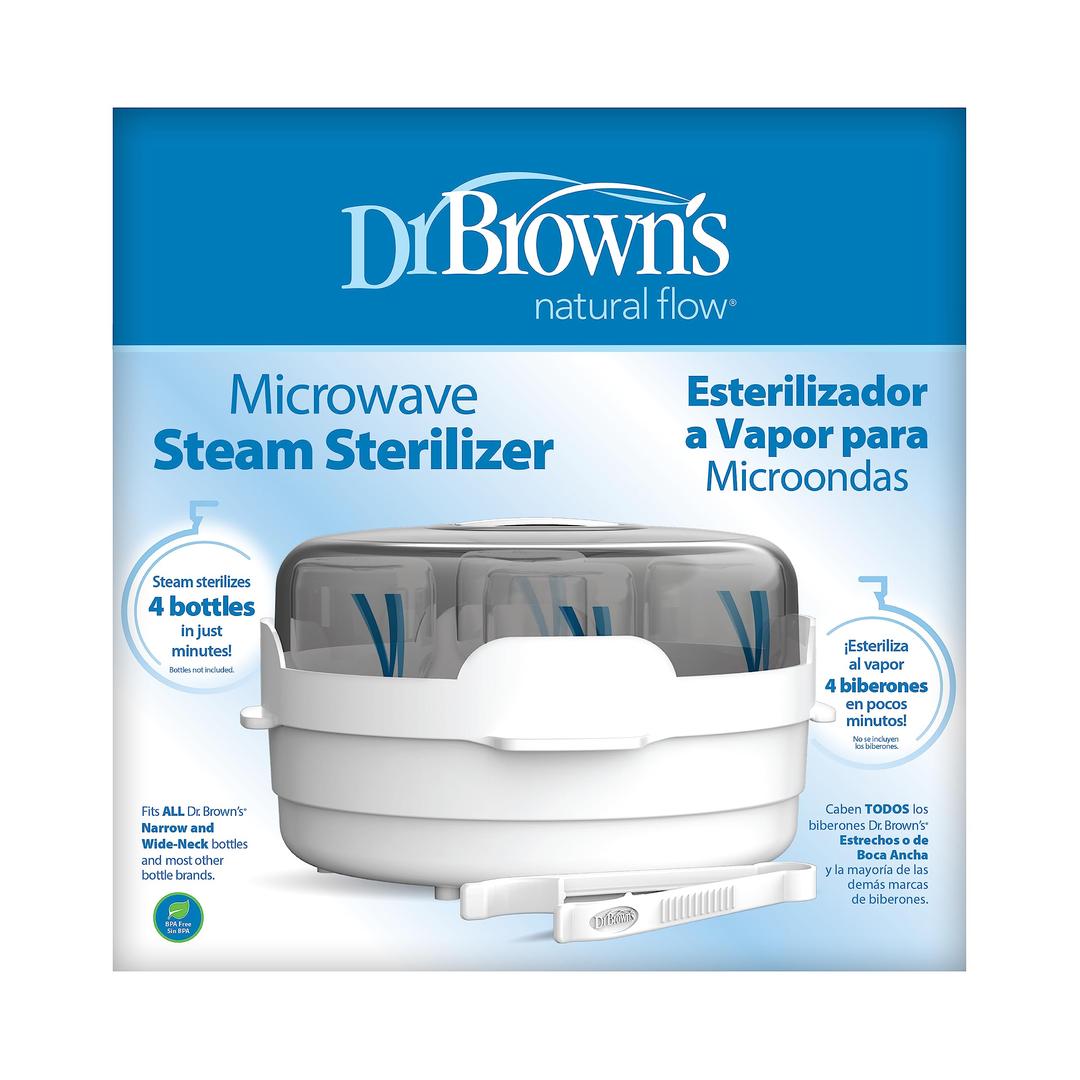 Dr. Brown's Microwave Steam Sterilizer for Baby Bottles, Nipples, Bottle Parts, Pacifiers, Teethers and Breast Pump Parts