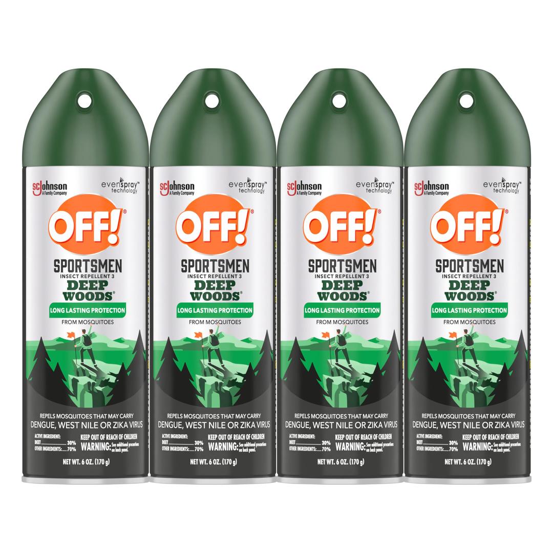 OFF!Deep Woods Sportsmen Insect Repellent Aerosol, Bug Spray Containing 30% Deet, Protects Against Mosquitoes, 6 Oz, 4 Count