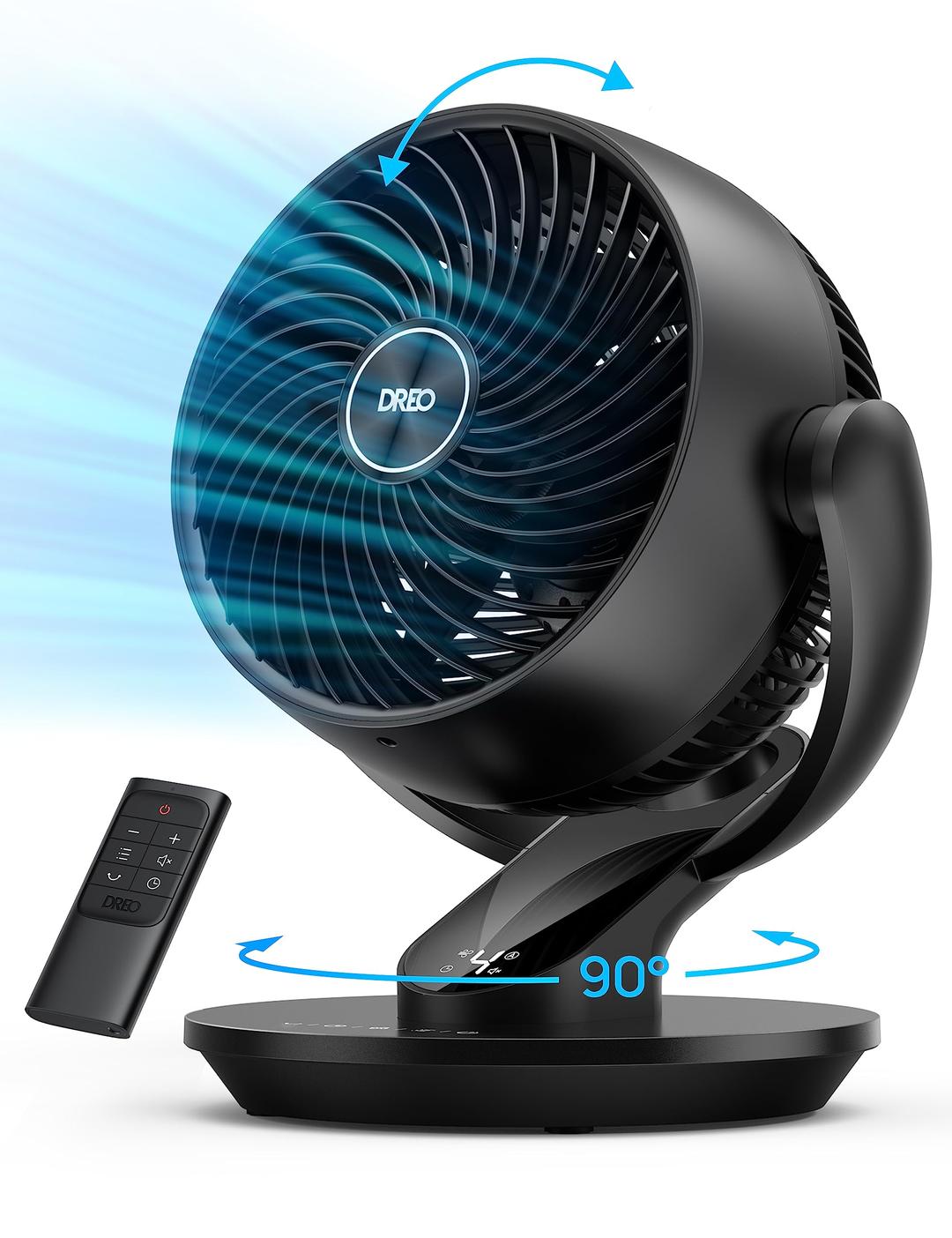 Dreo Fan for Bedroom, 13" Height Quiet Oscillating Table Fans with Remote, 70ft Powerful Airflow, Air Circulator for Room, 120° Vertical Manual + 90° Oscillation, 4 Speeds, 8H Timer, Dorm, Home