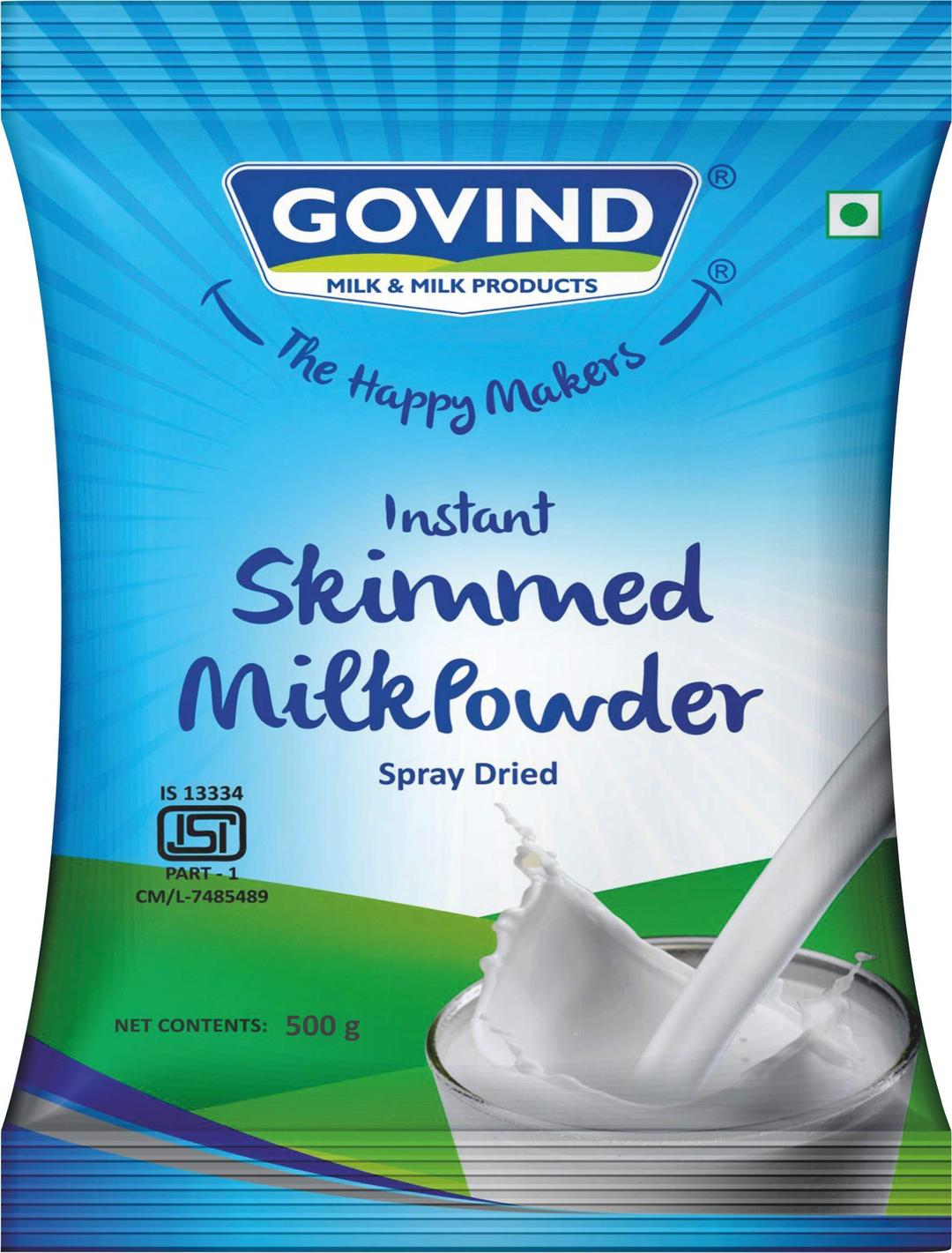 GOVIND MILK & MILK PRODUCTS Instant Skimmed Milk Powder, Nutrient-Packed Skimmed Milk Powder Ideal For Growing Children With No Added Preservative. 500G