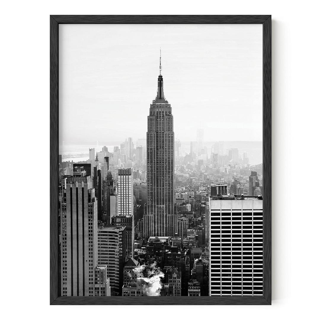 HAUS AND HUES New York Poster Gray Empire State NYC Wall Art New York City Wall Art NYC Skyline Wall Art Empire State Building Wall Art Black and White | UNFRAMED 12” x 16”