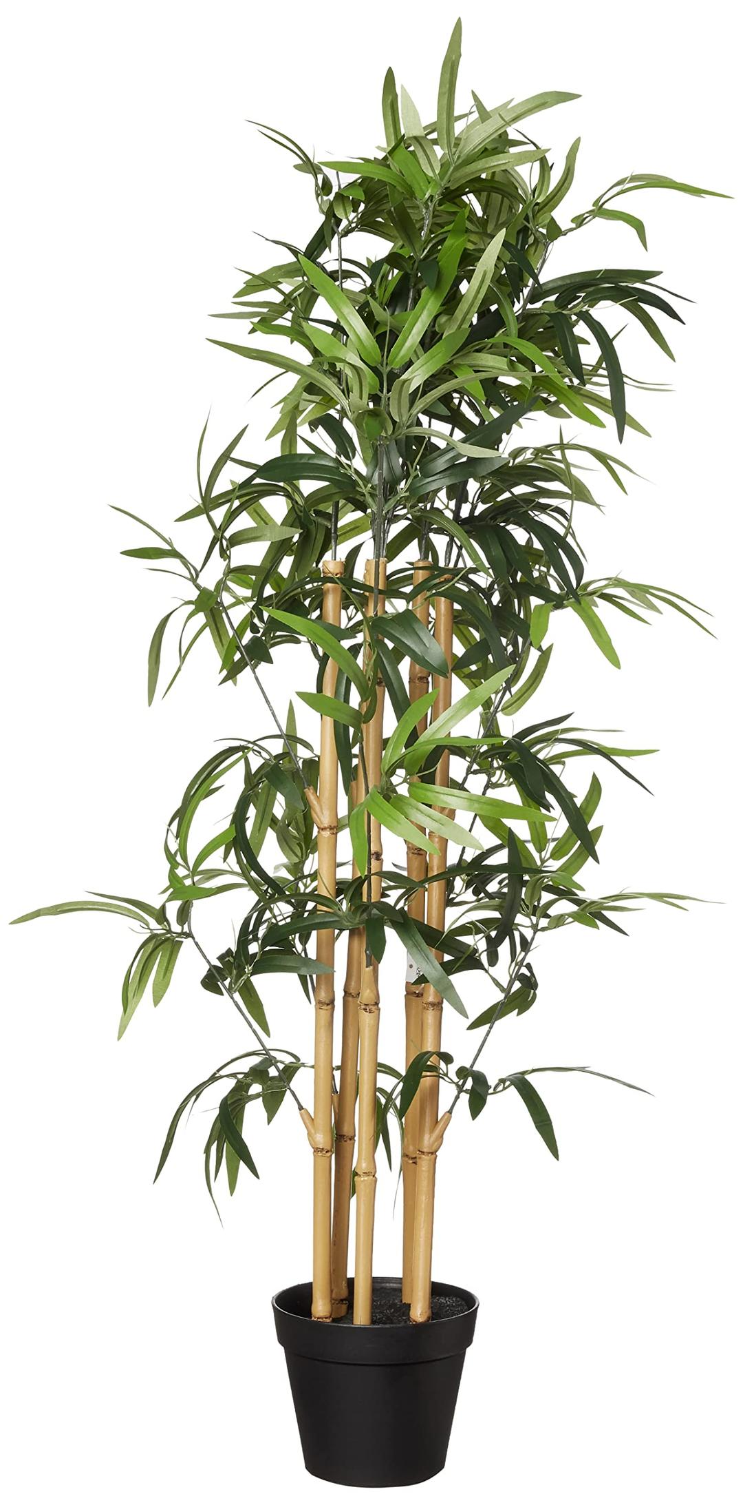 Amazon Basics Artificial Fake Bamboo Plant with Plastic Planter Pot, 39.4", Green