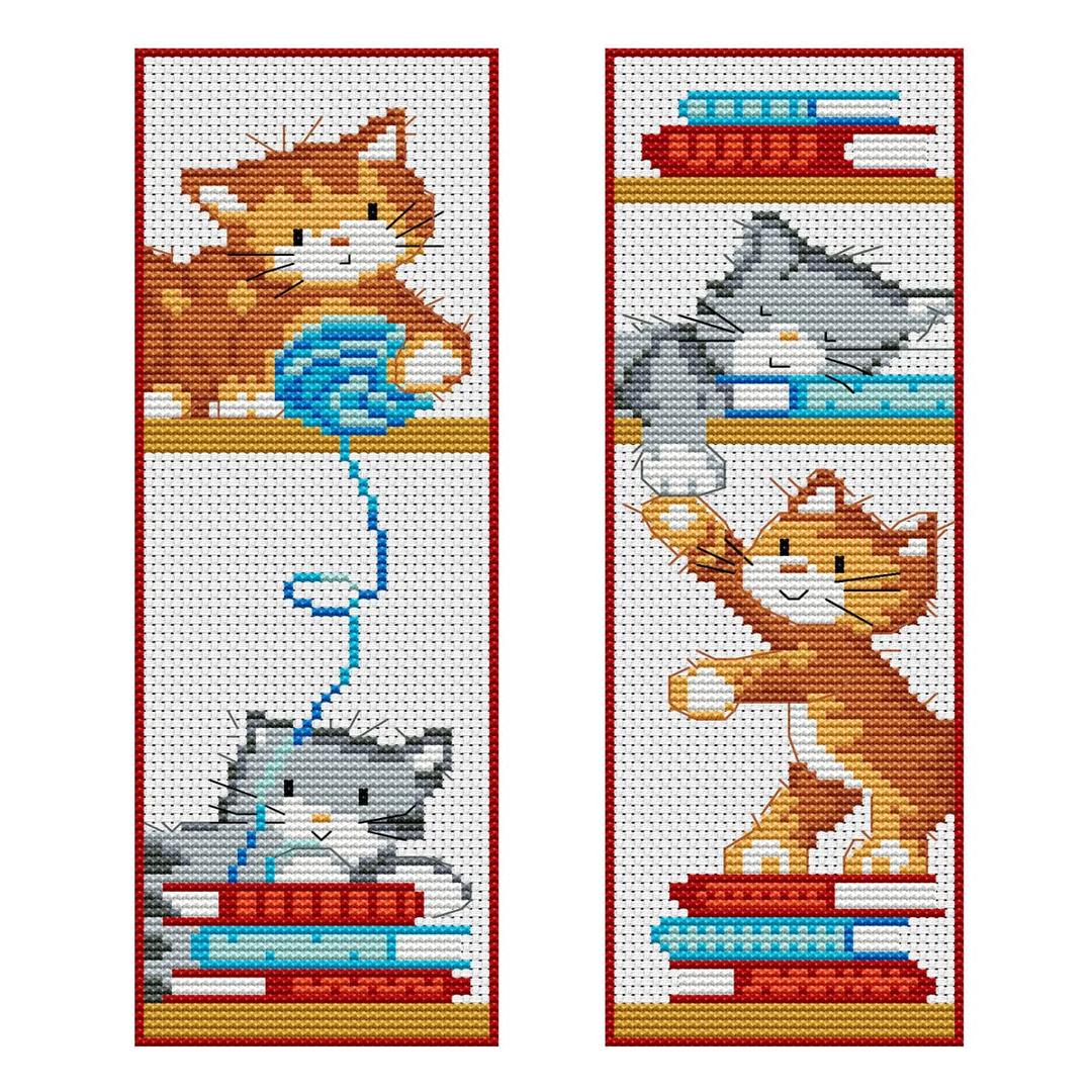 ZuoAnLF Cross Stitch Bookmark Kit 2PCS,DIY Stamped Bookmarks Cross Stitch Kits for Beginners,Embroidery Bookmark 14CT 2.76 * 8.27inch