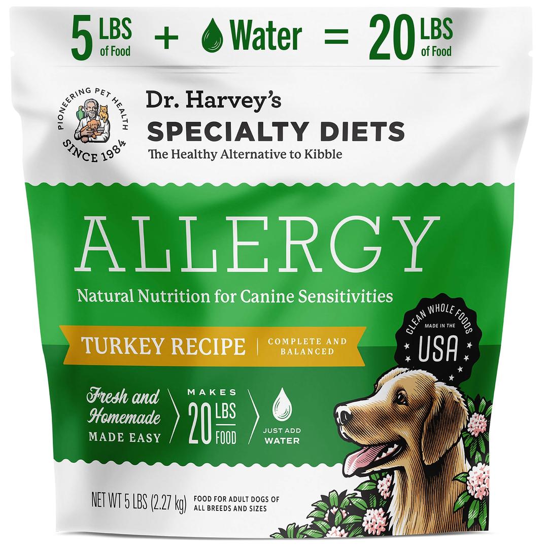 Dr. Harvey'sSpecialty Diet Allergy Turkey Recipe, Human Grade Dog Food for Dogs with Sensitivities and Allergies (5 Pounds)