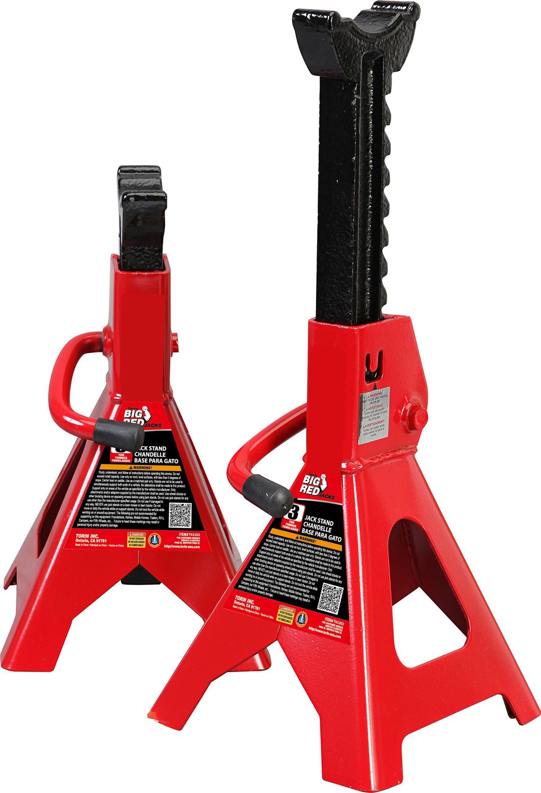 BIG RED T43202-1 Torin Heavy Duty Steel Jack Stands: 3 Ton (6,000 lb.) Capacity Car Lifting Stand,1 Pair (Not Suitable for SUV, Truck)