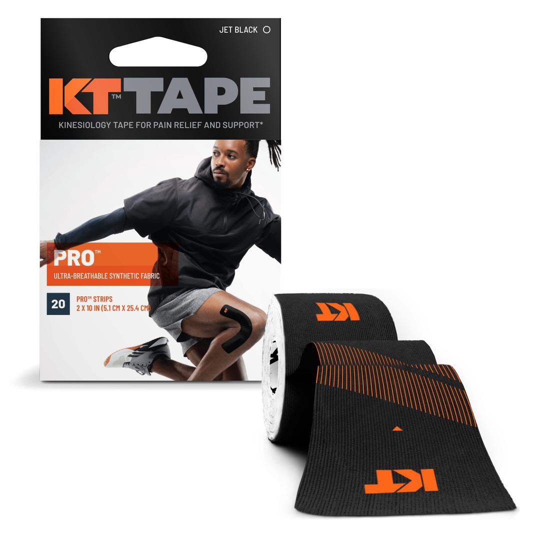 KT Tape, Pro Synthetic Kinesiology Athletic Tape, 20 Count, 10” Precut Strip