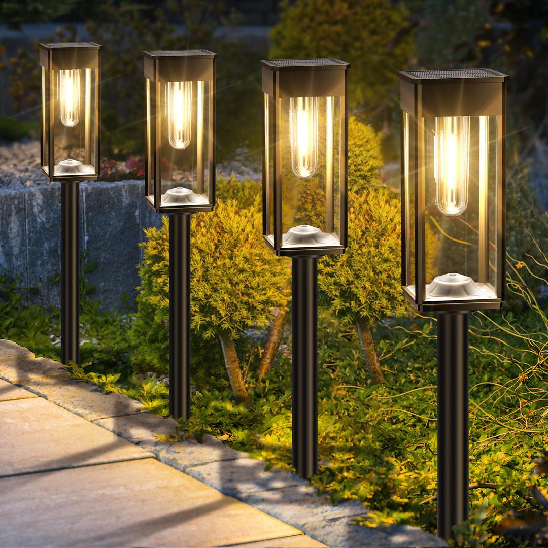 Solar Pathway Lights Outdoor,8 Pack Bright Solar Lights Outdoor,IP65 Waterproof Solar Garden Lights Solar Powered Landscape Lighting for Yard Patio Walkway Driveway Pathway