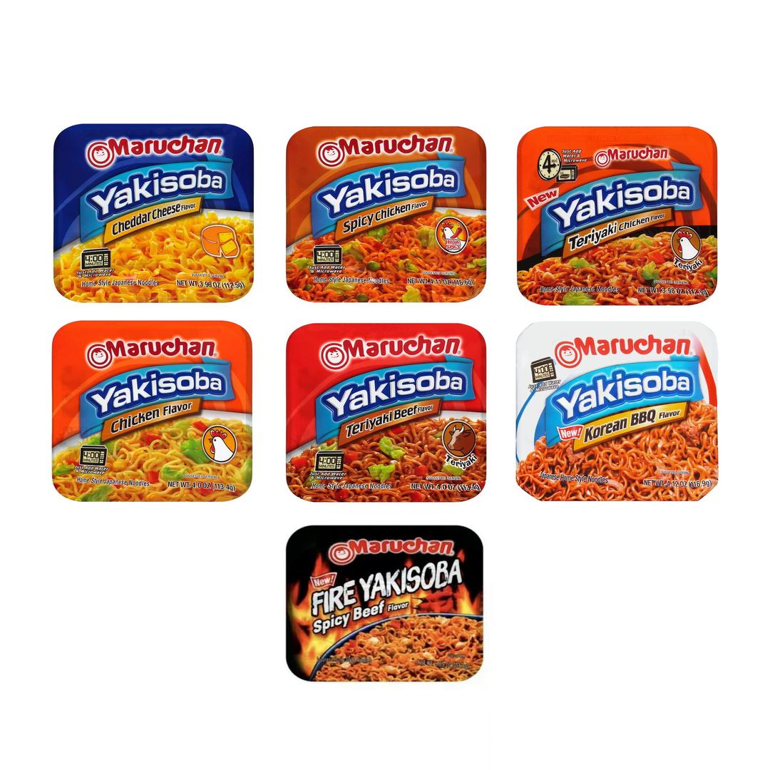 Yakisoba Noodles Variety Pack, 7 Flavors- Chicken Teriyaki Noodles, Yakisoba Noodles Spicy Chicken, Korean BBQ Yakisoba, Yakisoba Cheese Noodles, and More by Snackivore.