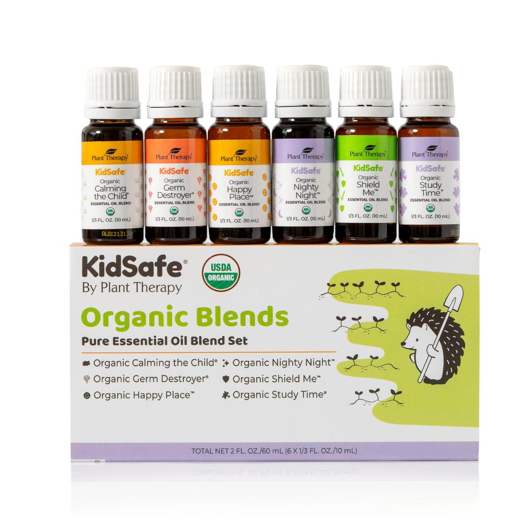 Plant TherapyKidSafe Organic Essential Oil Blends Set 10 mL (1/3 oz) 100% Pure, Undiluted, Therapeutic Grade