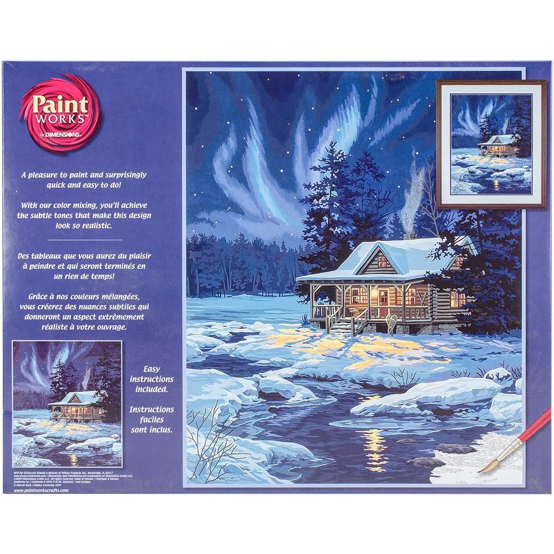 Dimensions Moonlit Cabin Christmas Paint by Numbers For Adults, 16'' W x 20'' L