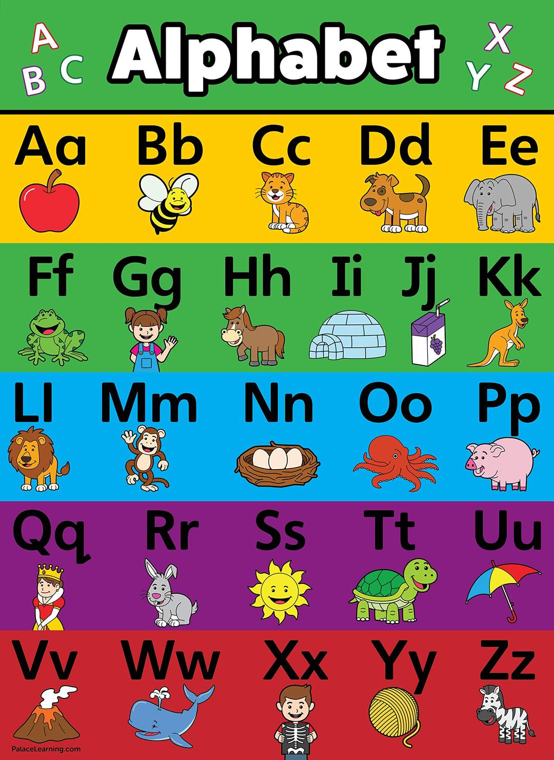 Palace Curriculum ABC Alphabet Poster Chart - LAMINATED 18" x 24" - Double Sided