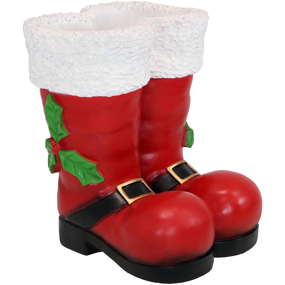 SunnydazeSunnydaze Santa Boots Statue - Christmas Decor for Indoor or Outdoor Use - 13"