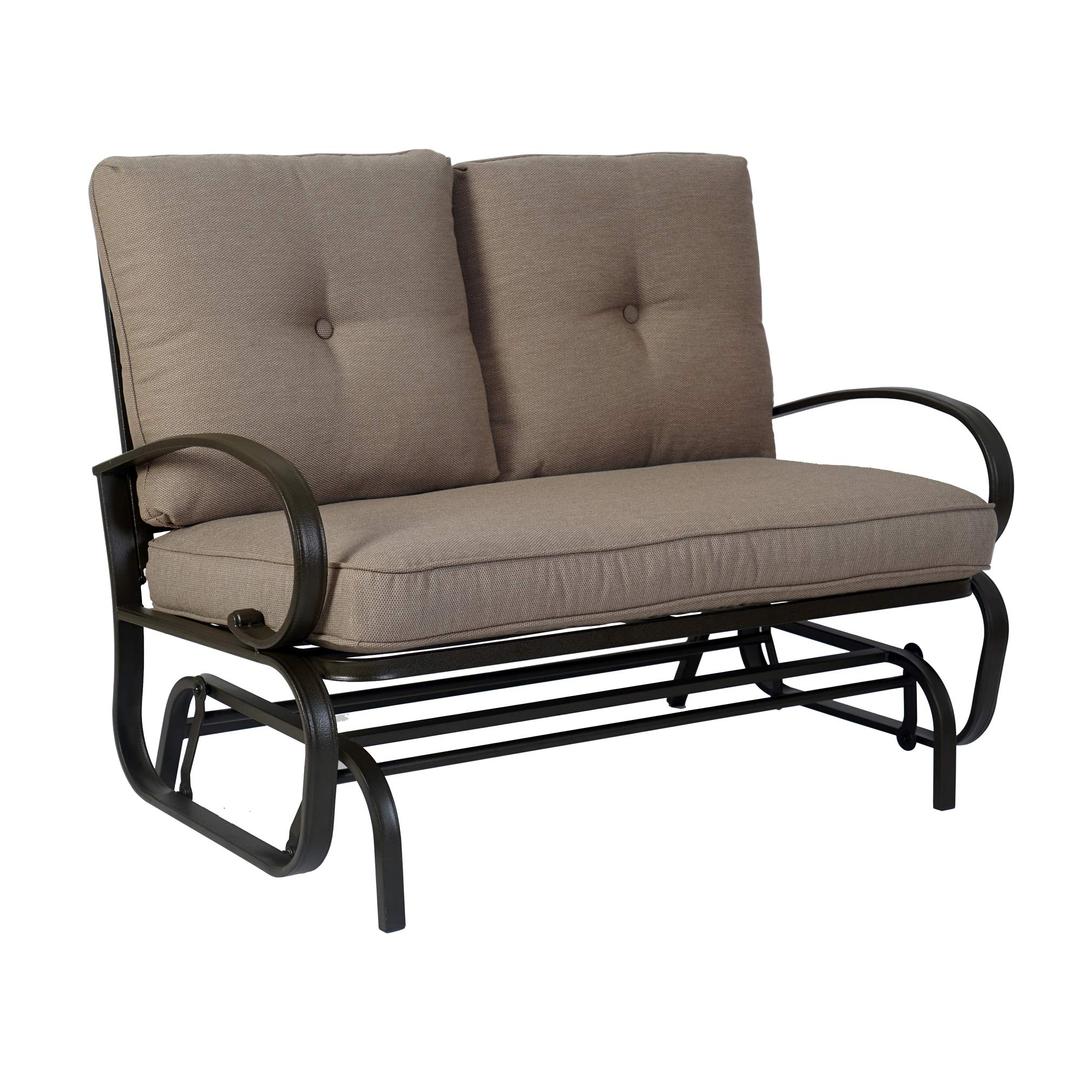 Kozyard Cozy Patio Glider Bench - Outdoor Rocking Loveseat with Sturdy Frame and Cushioned Seats for Patio, Yard - Rocker Swing with Outdoor Seating, Perfect for Porch Outdoo (Beige)