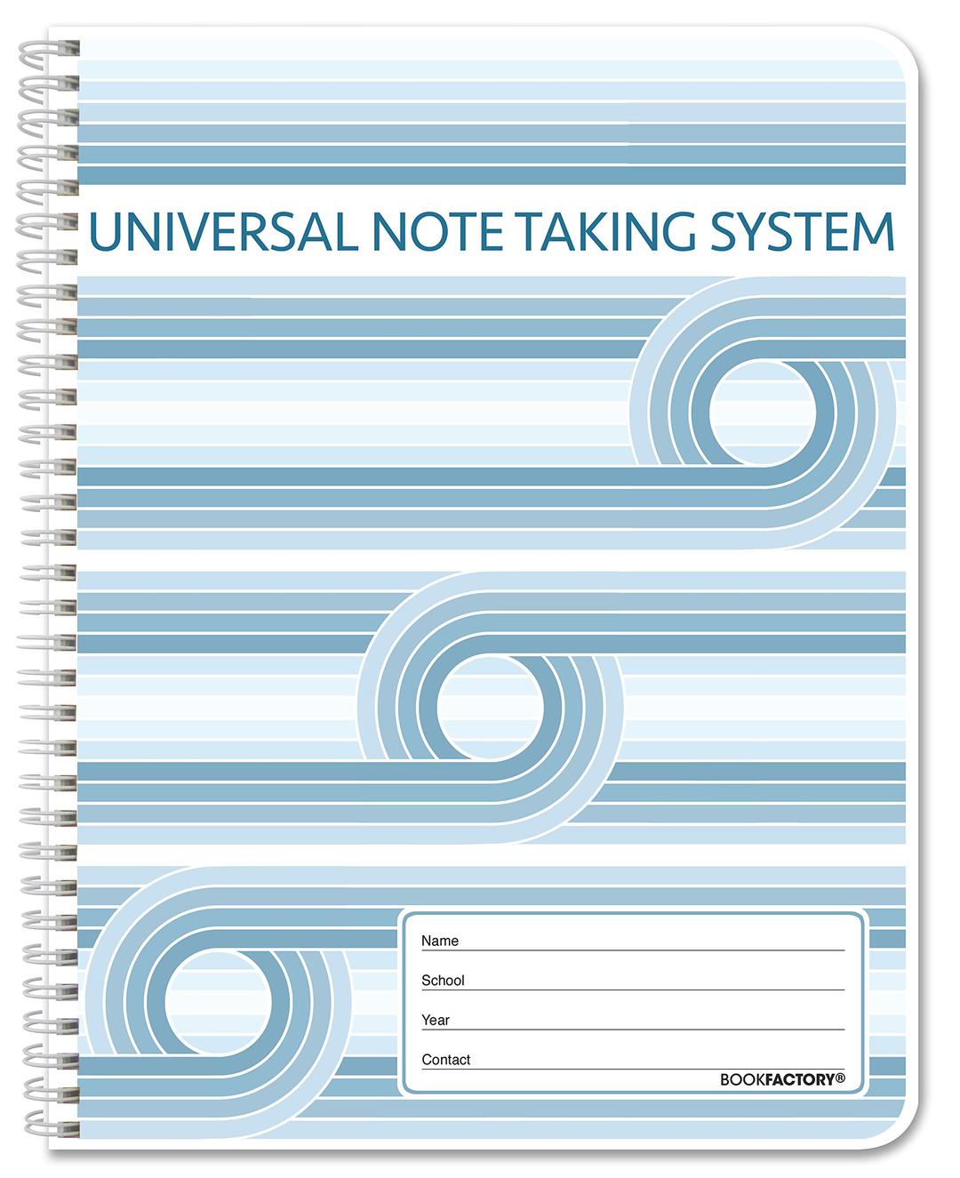 BookFactory Universal Note Taking System (Cornell Notes) / NoteTaking Notebook - 120 Pages, 8 1/2" x 11" - Wire-O (LOG-120-7CW-A(Universal-Note))