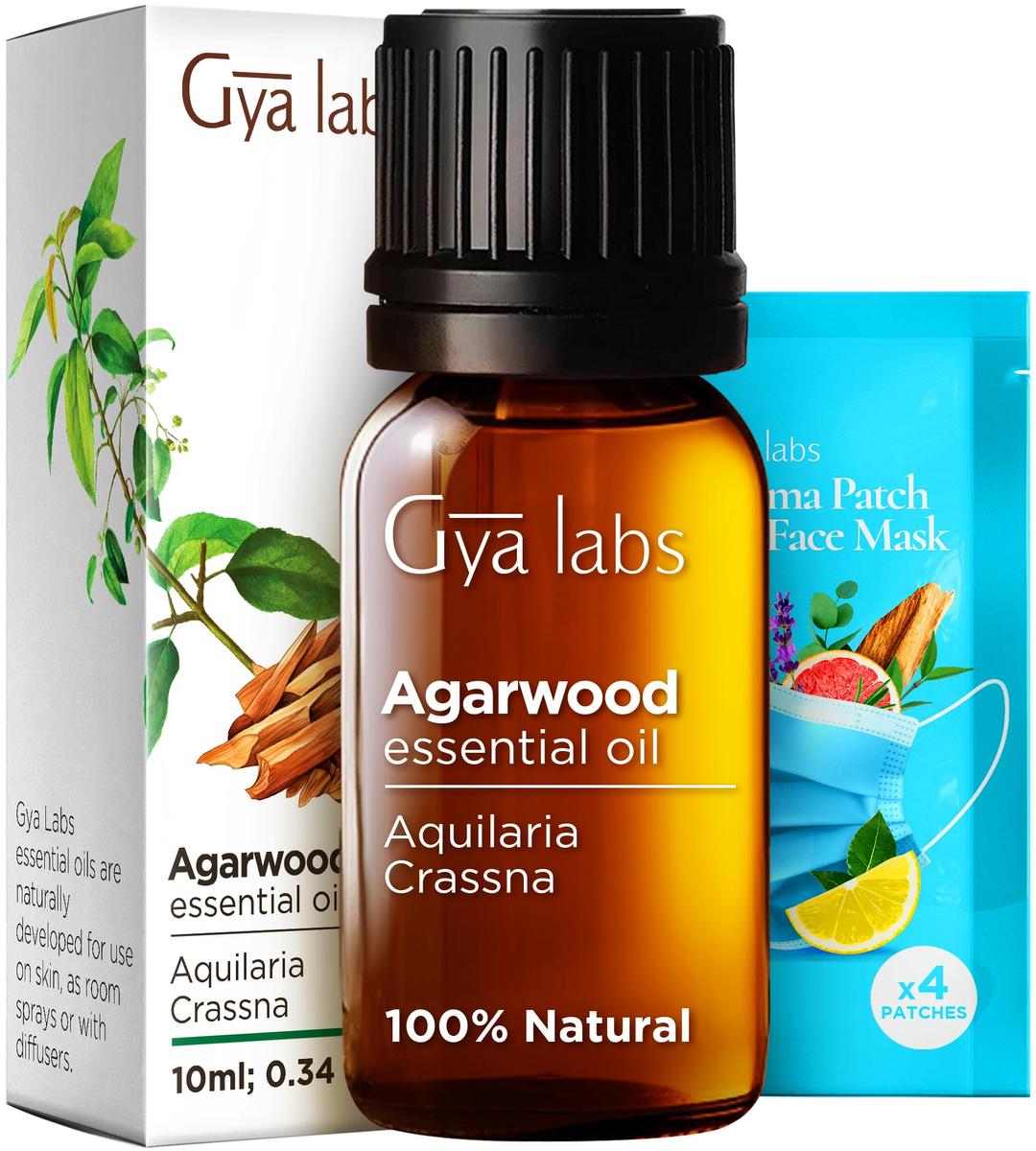 Gya Labs Agarwood Essential Oils for Diffusers - 100% Natural Agarwood Essential Oils for Skin - Agarwood Oil for Candle Making Massage & DIY - Warm & Ambery Scent (0.34 Fl Oz)