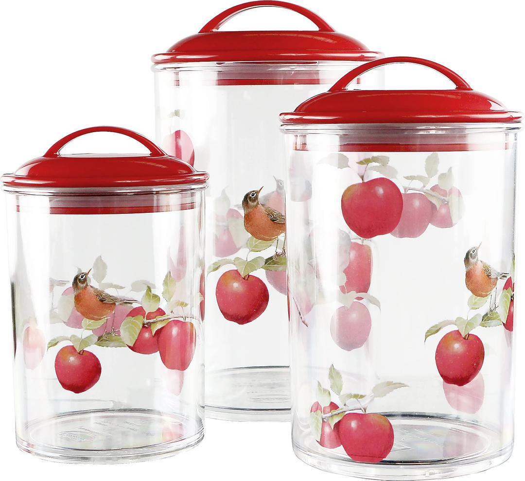 Reston LloydCalypso Basics, Airtight, Harvest Apples 6pc Acrylic Canister Set, Air Tight Lids, Set of 3 (11999)