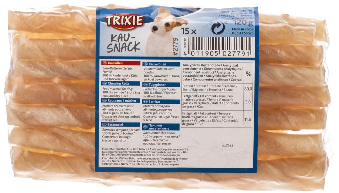 Trixie Twisted Dried Rawhide Chewing Rolls Dog Chews - 15PCS