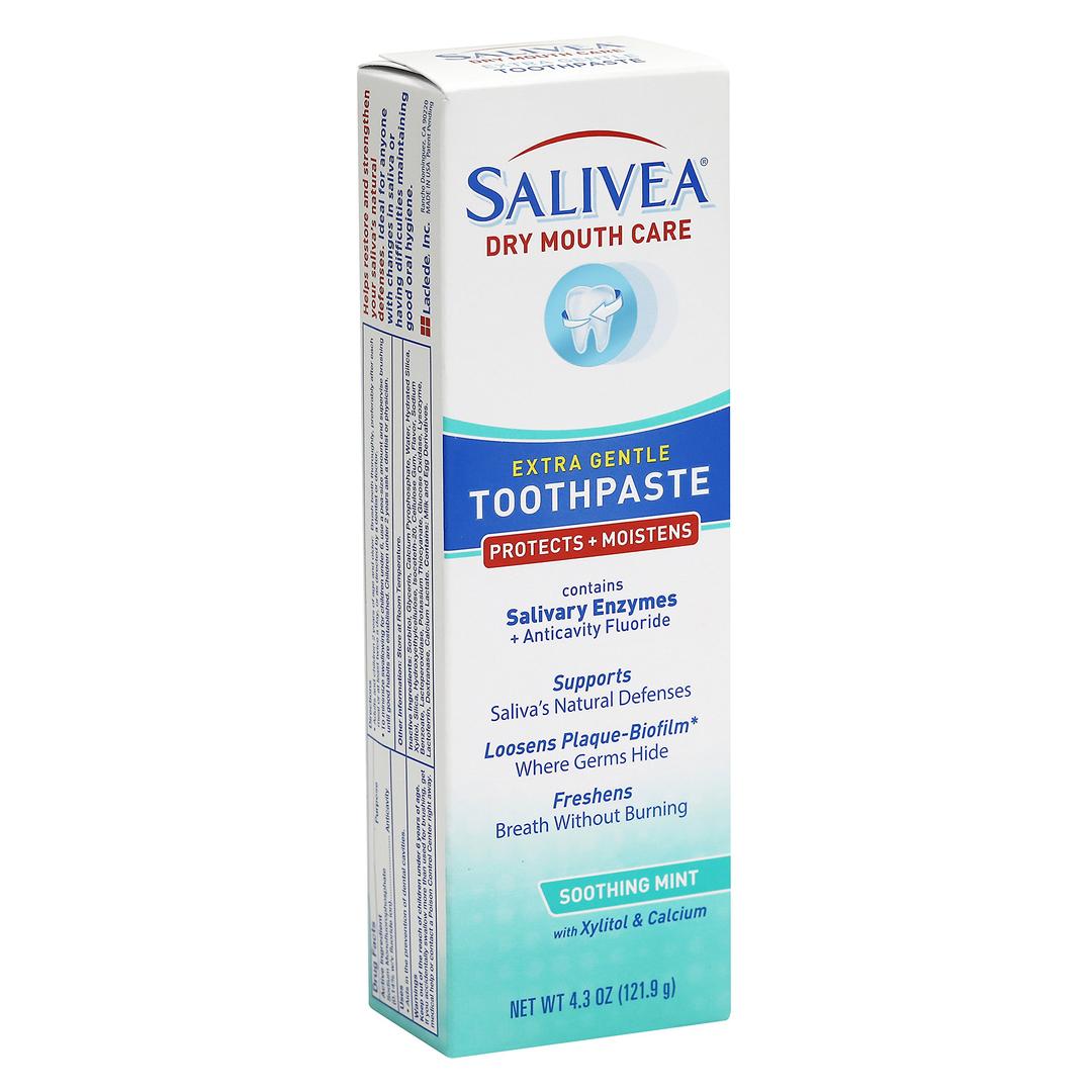 SALIVEA Dry Mouth Toothpaste - Soothing Mint Toothpaste with Natural Salivary Enzymes - Gentle Toothpaste to Aid Dry Mouth Care - Natural, Paraben Free Dry Mouth Toothpaste - Mint Flavor (4.3 oz Tube)