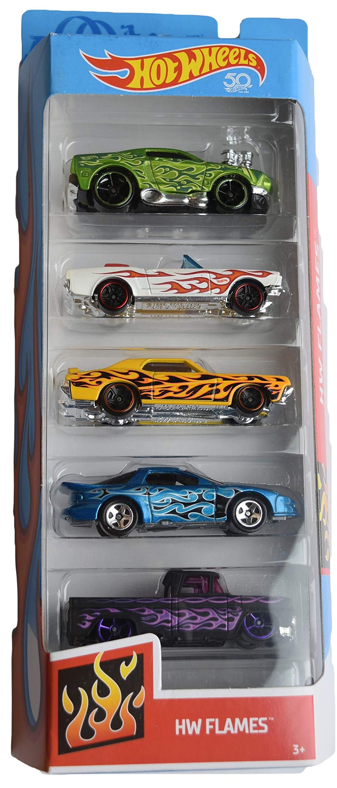 Hot Wheels 1:64 Scale 5 Pack hw Flames 50th Anniversary