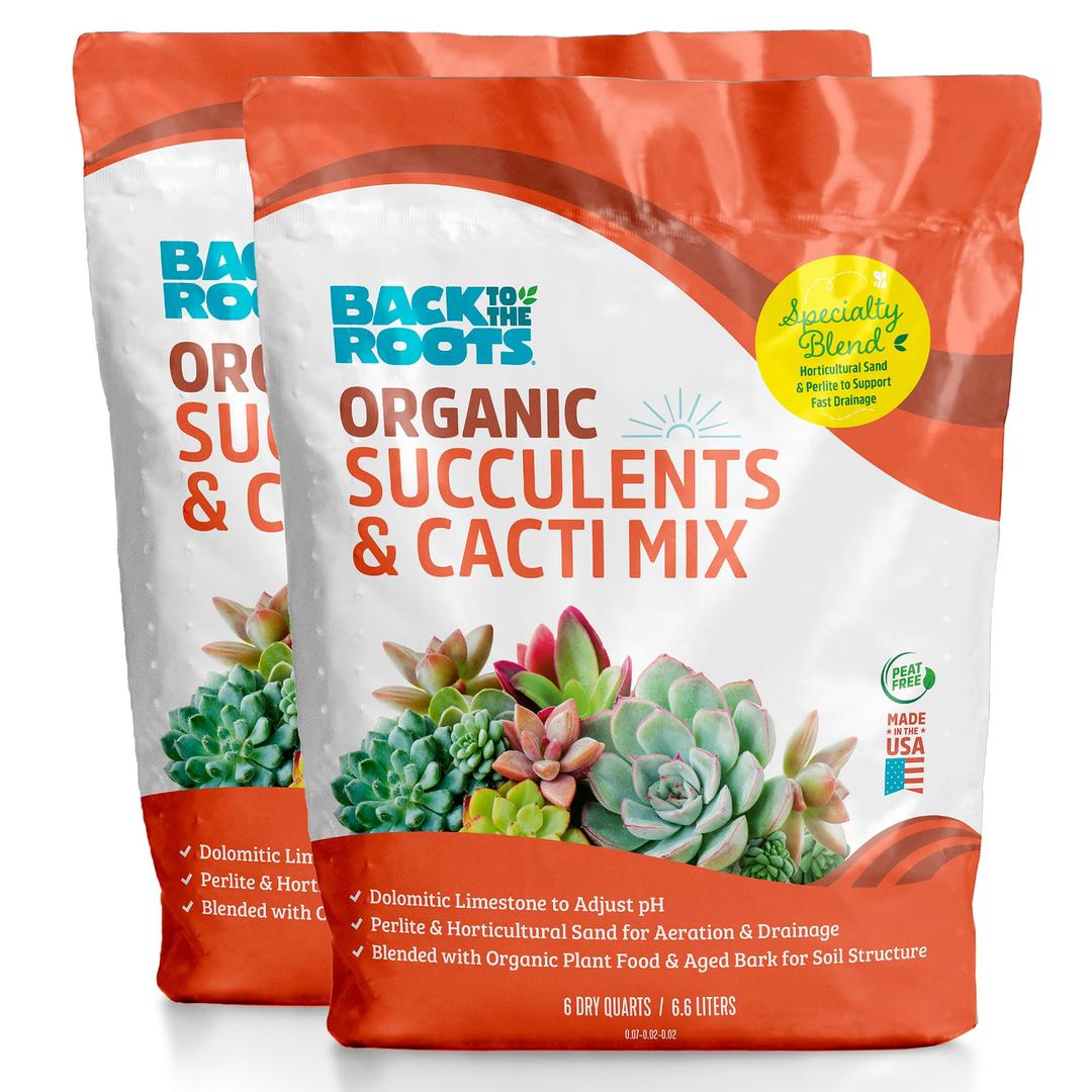 Back to the Roots 100% Organic Succulent & Cacti Mix (Value 12 Quart) | Made in The USA