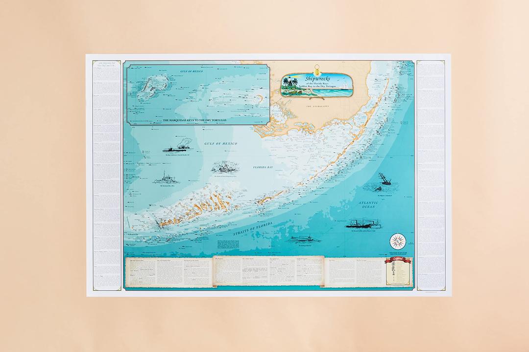 Map of Florida Keys Shipwreck Chart - Explore Hidden Treasures & Shipwrecks from Soldier Key to The Dry Tortugas (Paper)