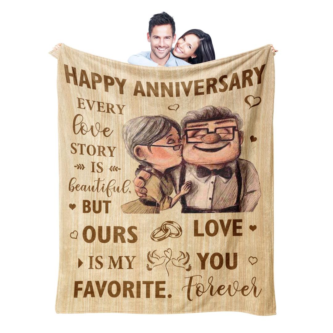 Wedding Anniversary Blanket Gifts for Him Her Wife Husband Men Women, Best Romantic Anniversary Marriage Gift for Couple Mom Parents, Happy Anniversary for Girlfriend Boyfriend Gifts Blanket 60"X 50"