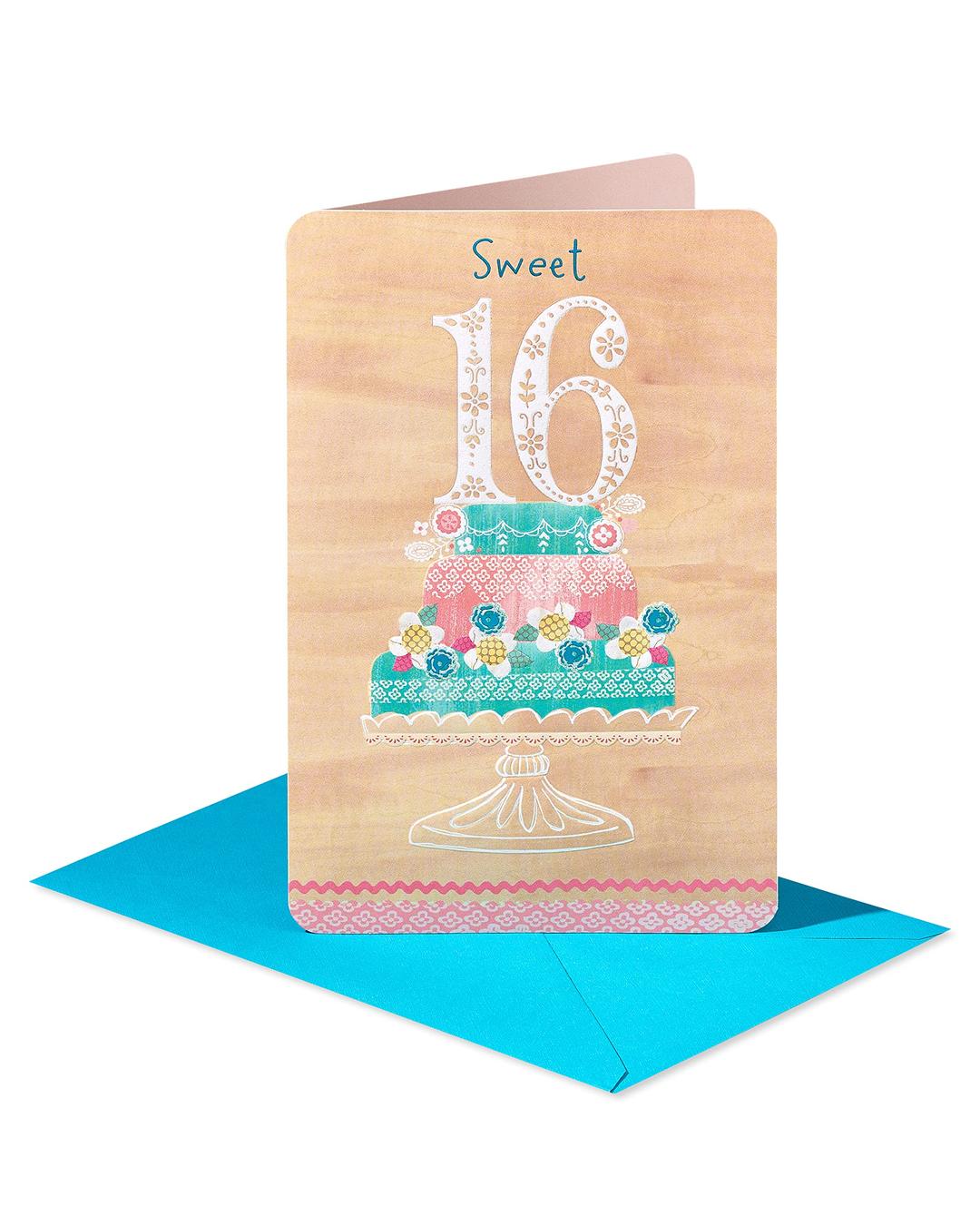 American Greetings 16th Birthday Card for Her (Sweet 16 Cake)