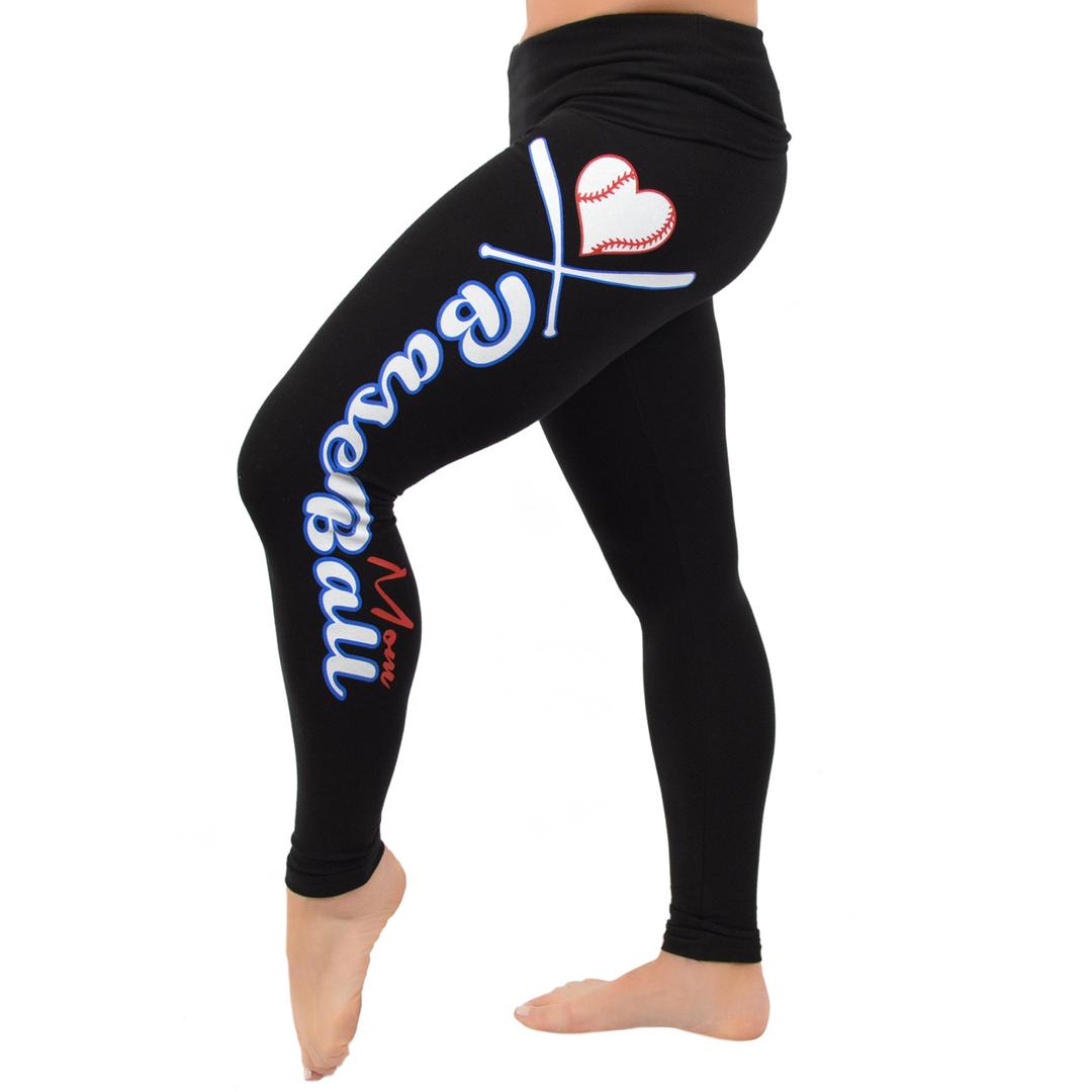 Kaysees Women's Baseball Mom Foldover Leggings