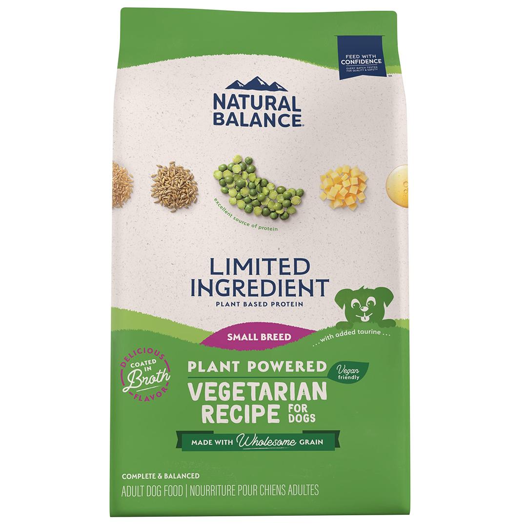 Natural Balance Limited Ingredient Small Breed Adult Dry Dog Food with Vegan Plant Based Protein and Healthy Grains, Vegetarian Recipe, 12 Pound (Pack of 1)