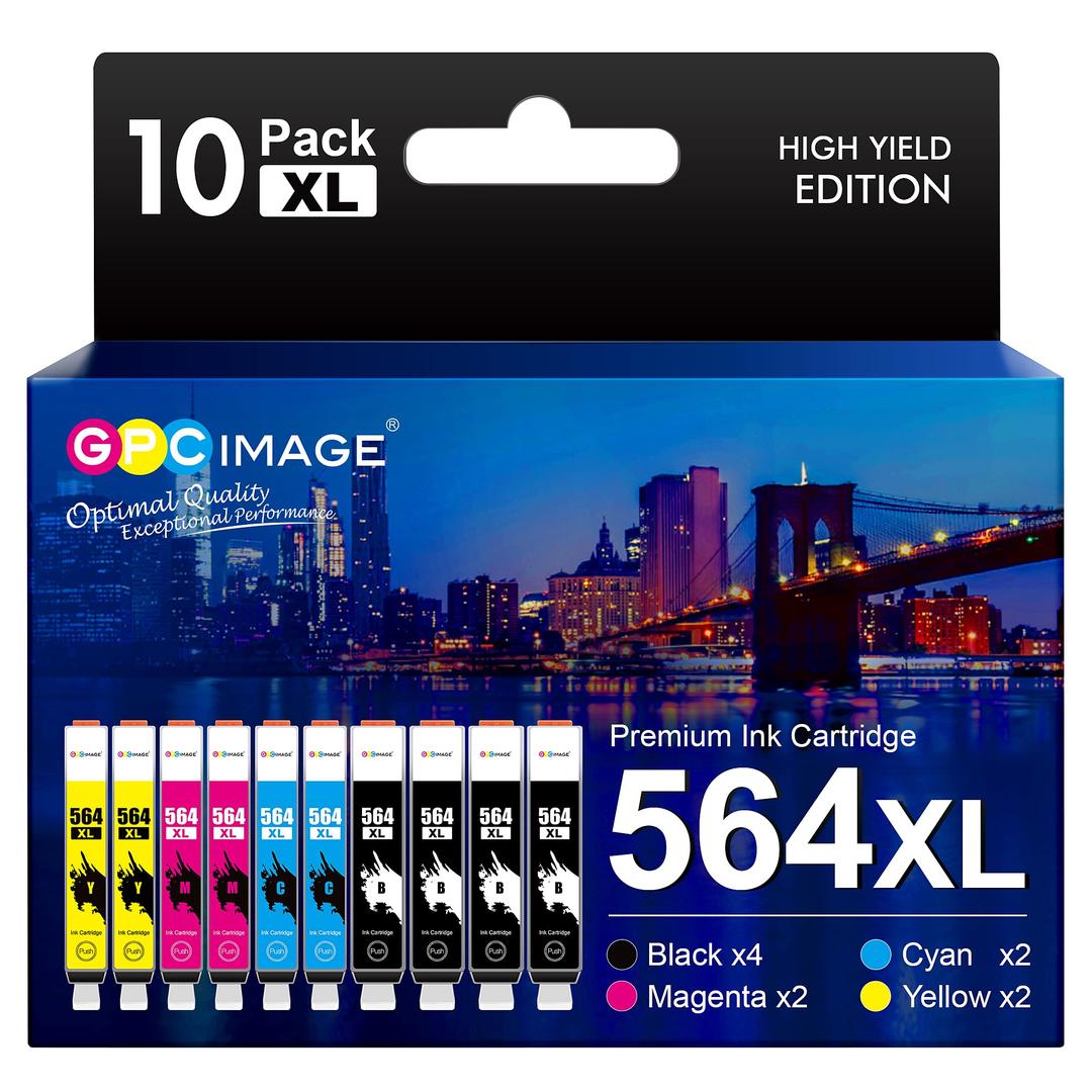 GPC ImageCompatible Ink Cartridge Replacement for HP 564XL 564 XL Compatible with DeskJet 3520 3522 Officejet 4620 Photosmart 5520 6510 6520 7520 7525 Printer (Black Cyan Magenta Yellow, 10 Pack)