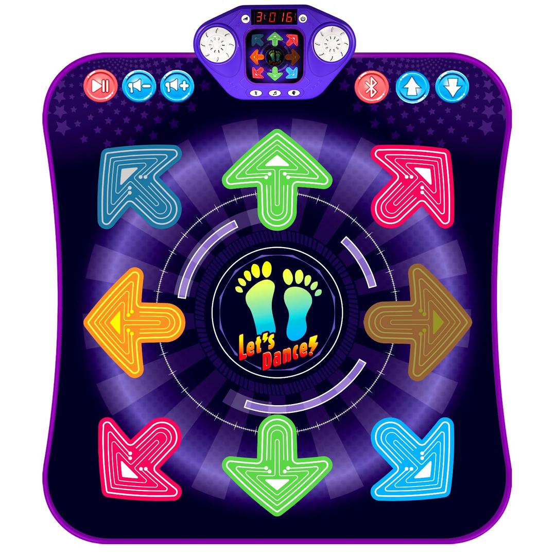 Dance Mat for 3-12 Year Old Kids, Light Up 8 Buttons Dance Mats with Wireless Bluetooth, Dance Game Toy with 7 Game Modes, Chirstmas Birthday Gifts for 3 4 5 6 7 8 9 10+ Year Old Girls Boys