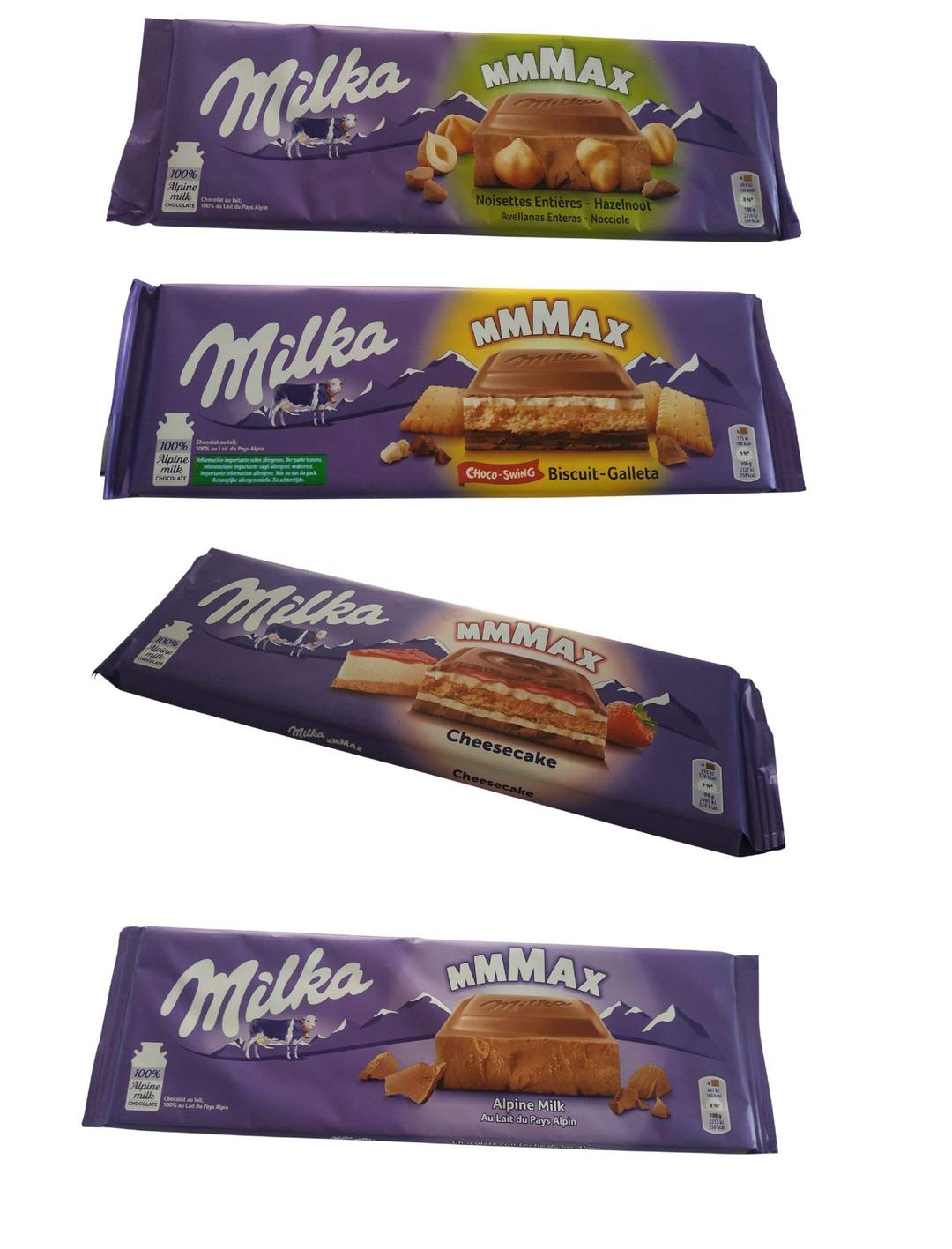 Milka Chocolate | Milka Chocolate Bars | 4 XL Milka Chocolate Bars of Creamy Milka Chocolate | Chocolate Milka | Custom Variety Pack of 4 Products | 40.21 Ounce Total Weight