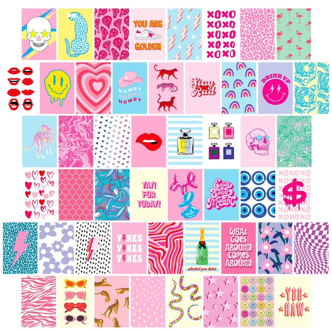 Cloncep Design Preppy Room Decor Collage Kit, 50 PCS, 4x6 Inch, Preppy Stuff Decor for Wall, Preppy Wall Collage, Preppy Pictures for Wall, Aesthetic Room Decor