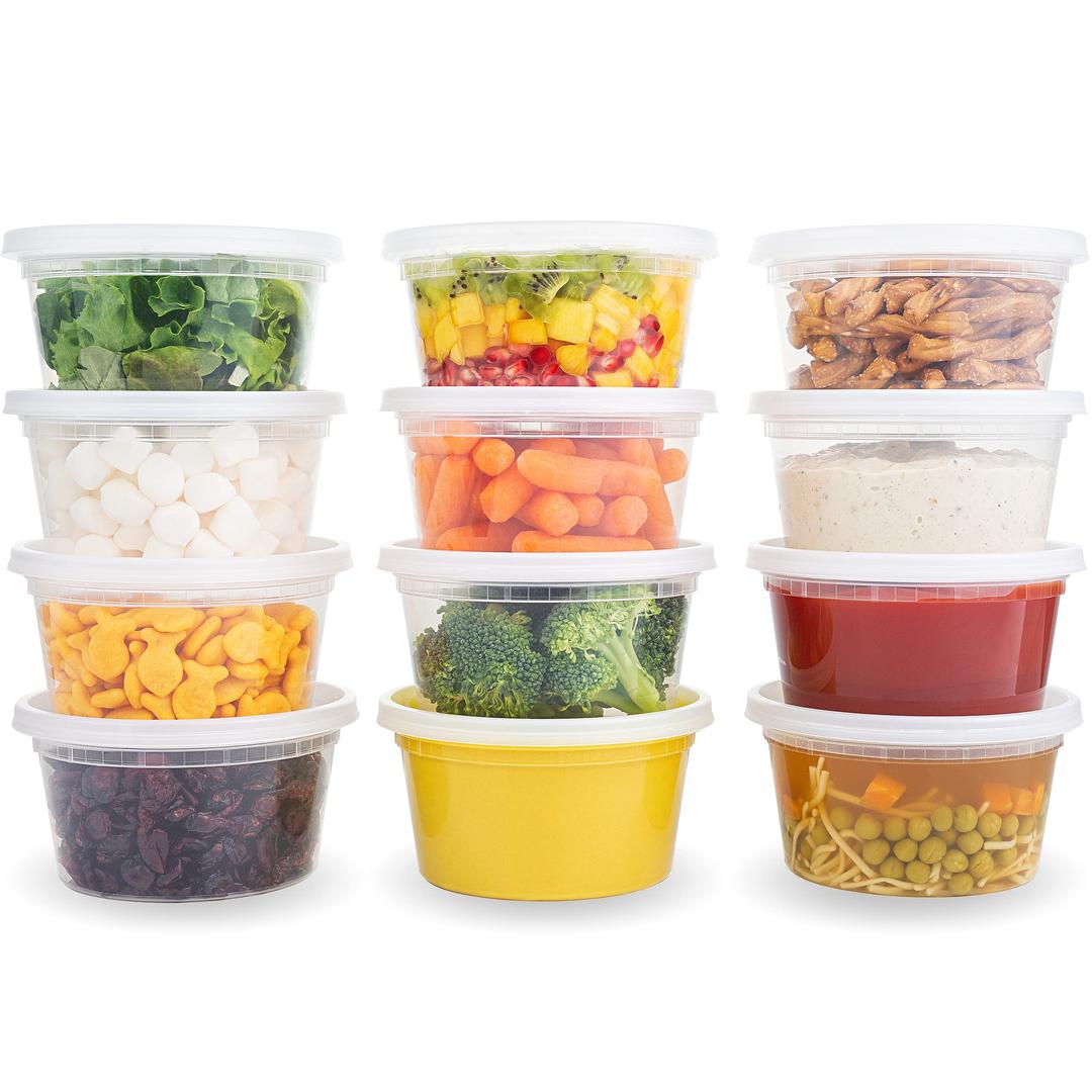 DuraHome Deli Containers with Lids 12 oz. Leakproof 40 Pack BPA-Free Plastic Microwaveable Clear Food Storage Container Premium Heavy-Duty Quality, Freezer & Dishwasher Safe (12 oz.)