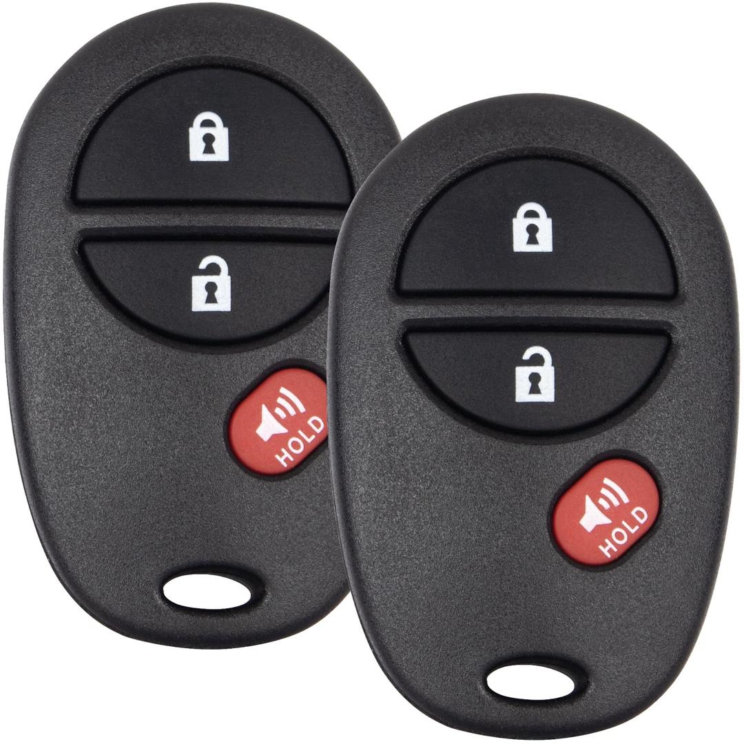 Key Fob Replacement Compatible with Toyota 2004-2015 Tacoma/2007-2015 Tundra/2004-2015 Sienna/2004-2014 Sequoia/2007-2013 Highlander Keyless Entry Remote Control for GQ43VT20T 89742-AE010(2-Pack)