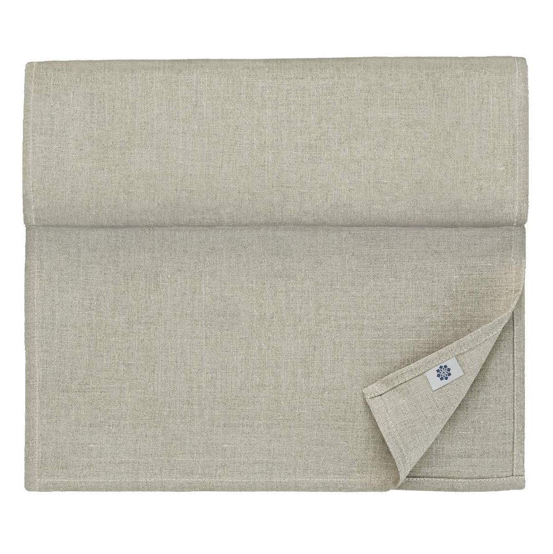 Linen & Cotton Luxury Natural Table Runner ANABELLA, 100% Linen - 47 x 180cm (18.8''x 72''), Beige/Grey